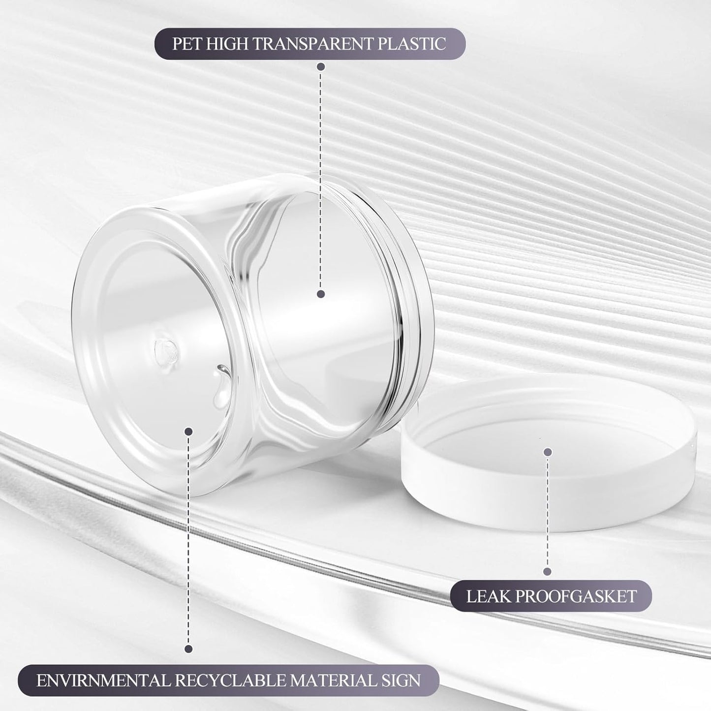 SATINIOR 36 Pieces 10 oz Plastic Jars with Lids Wide Mouth Airtight Reusable Container Acrylic Cosmetic Small Jars for Lotions Ointments Travel Toiletries Creams Make up Storage(White)