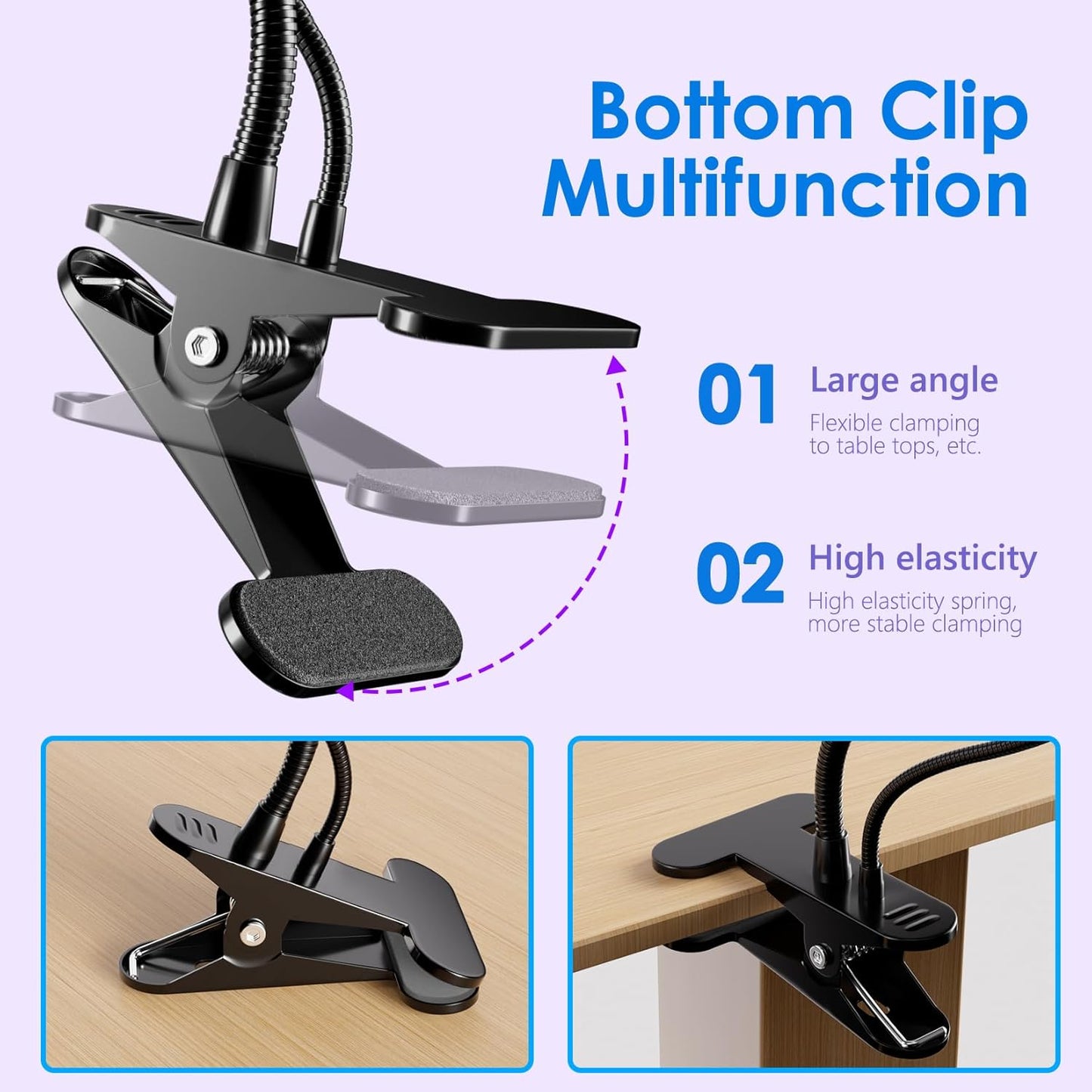 AORAEM LED Nail Lamp Double-Headed U V LED Light Quicky-Dry Nail Manicure Dryer Curing Light with Portable Gooseneck and Clamp Flash Cure U V Light for Gel Nails Professional Home DIY Salon Black