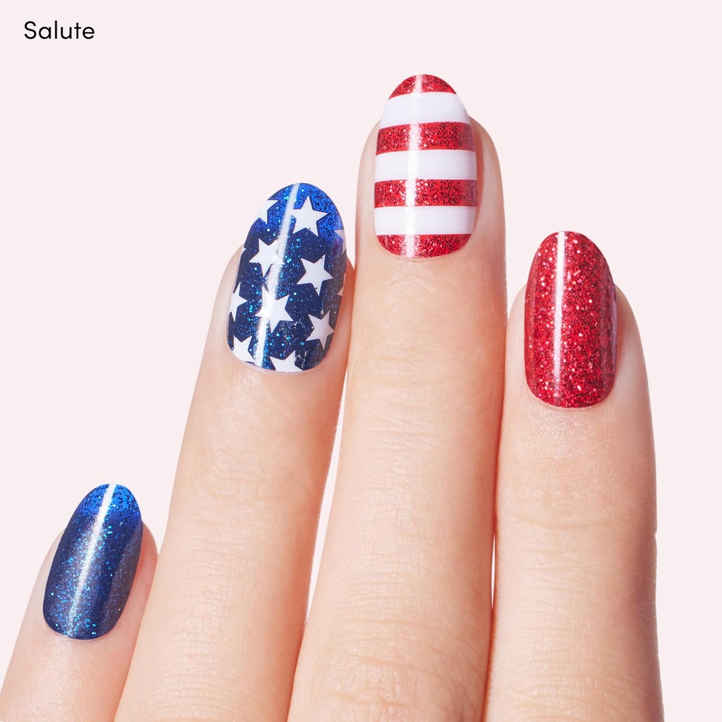 Dashing Diva Patriotic Gloss Nail Strips Bundle - Salute & Independent - UV Free, Chip Resistant, Long Lasting Gel Nail Stickers - Contains 2 Sets