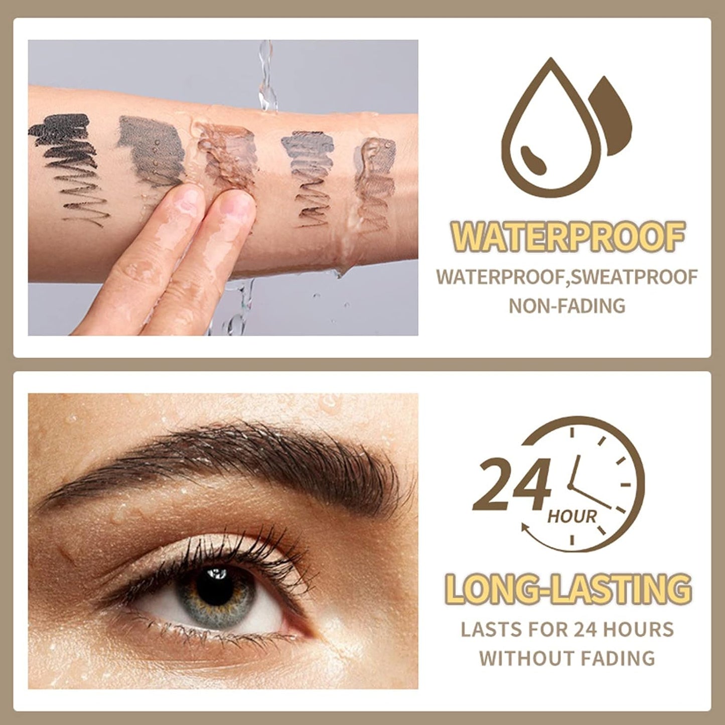 Waterproof Liquid Eyebrow Gels, Smudge-Proof, Sweat Resistant, Full Natural-24Hours Long Lasting Tinted Makeup Color Gel with Brow Pen (BLONDE)