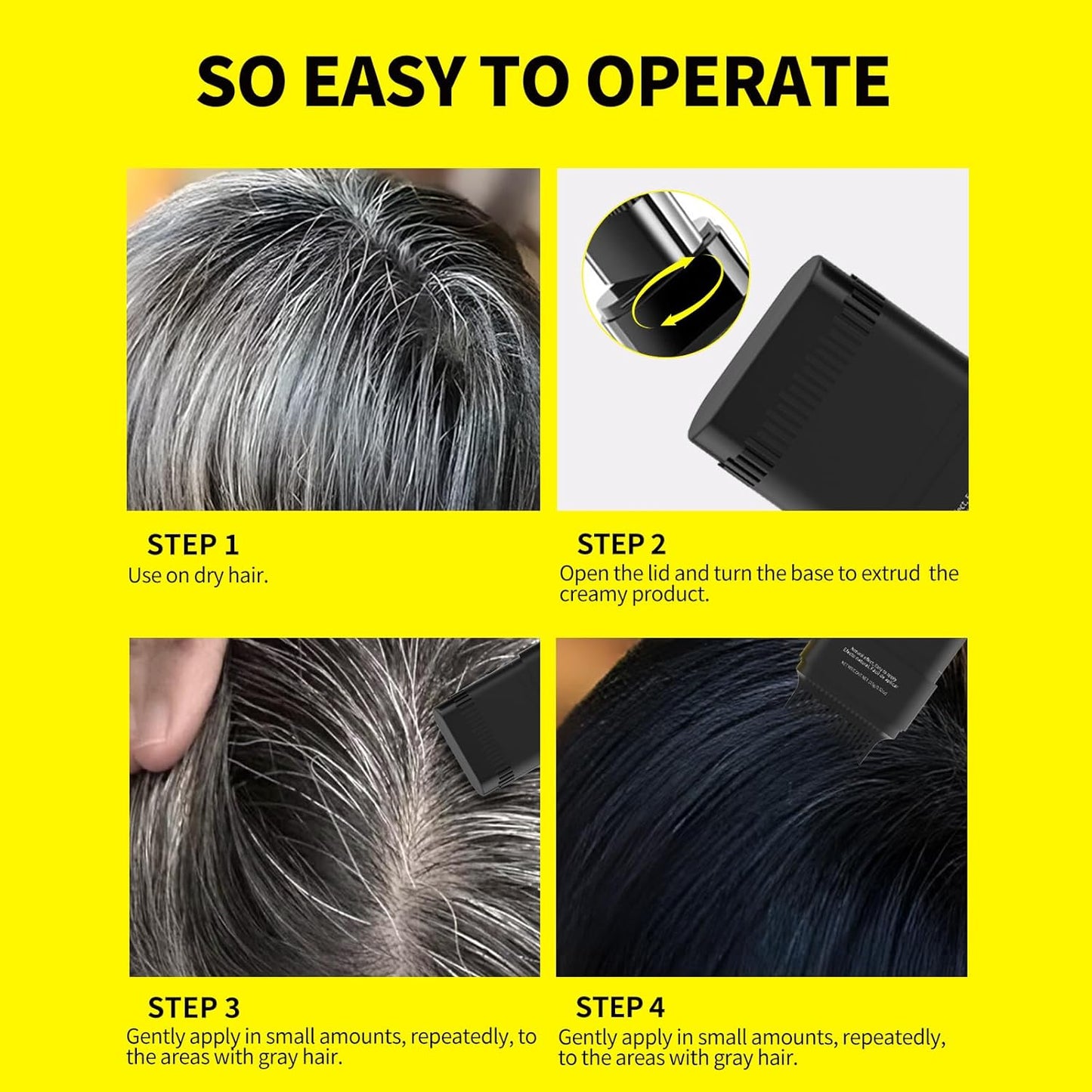 SEVICH Touch Up Comb 2 in 1 Korean, Instant Hair Root Touch-Up Stick | Dual-Sided Design For Natural Gray Coverage, Long-Lasting Moisturizing Formula With Plant Extracts,15g Dark brown