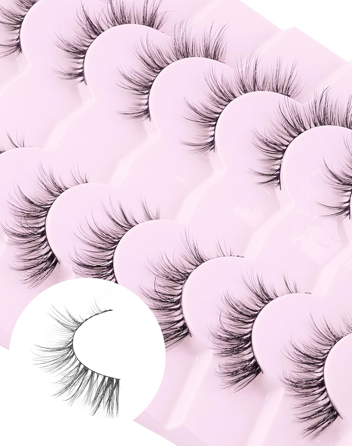 Cat Eye Lashes Natural Fake Lashes Demi Wispies Eyelashes Natural Look Lashes Wispy False Eyelashes Fox Eye Strip Lashes 7 Pairs