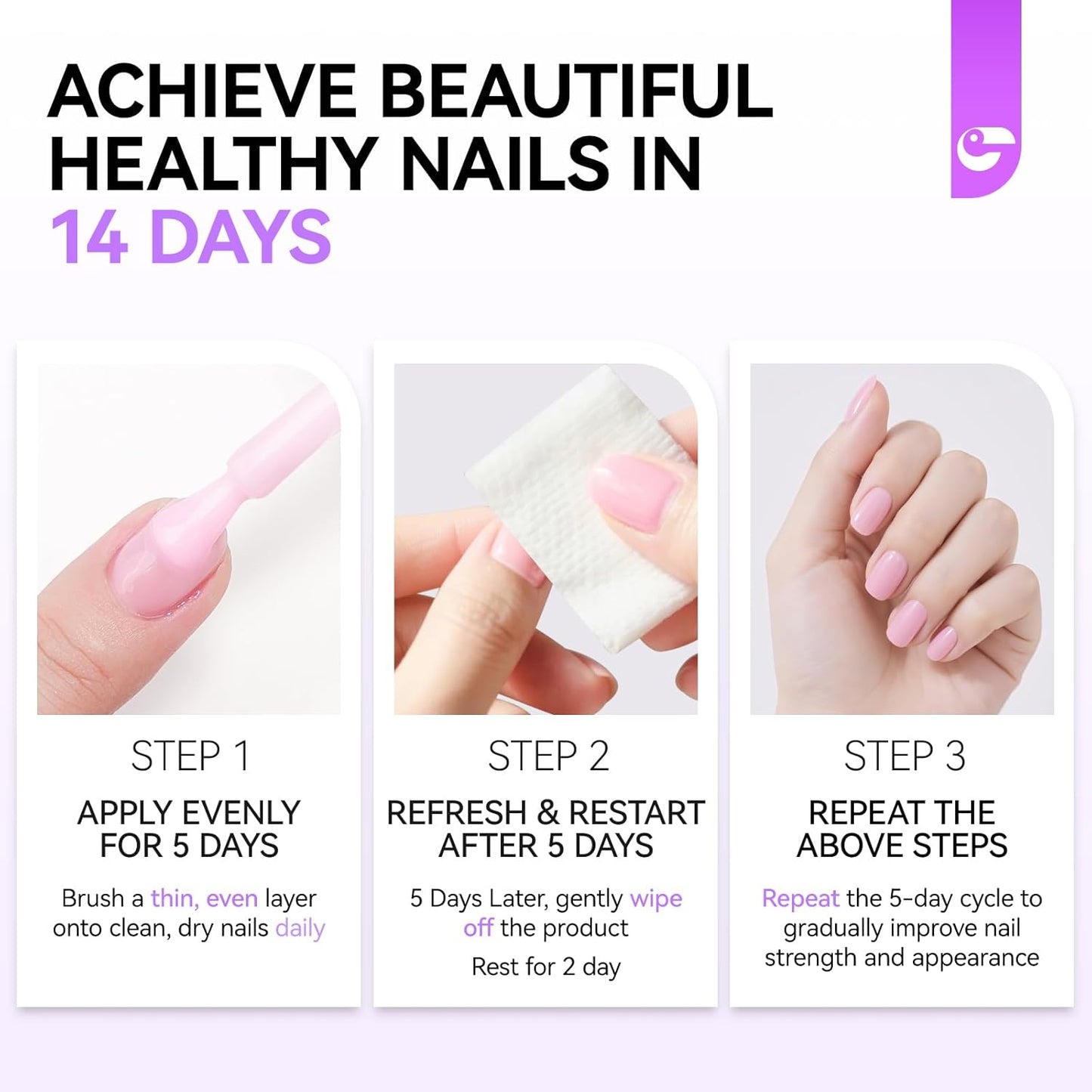 Nail Strengthener Protein for Damaged Nails: Pink 6 in 1 Natural Nail Hardener Extra Strong and Growth - Long Lasting Repair for Damaged Nails - Growth Oil for Salon Home Daily Work