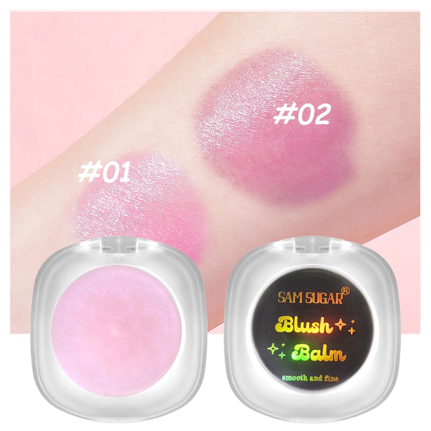 Cream Blush Makeup, Natural Pink/Black Glossy Face Blusher, Color Changing Cream Blush for Cheek and Lip Tint, Blendable Formula, Matte and Dewy Finish Lightweight Blush Makeup (Pink Glitter, One)