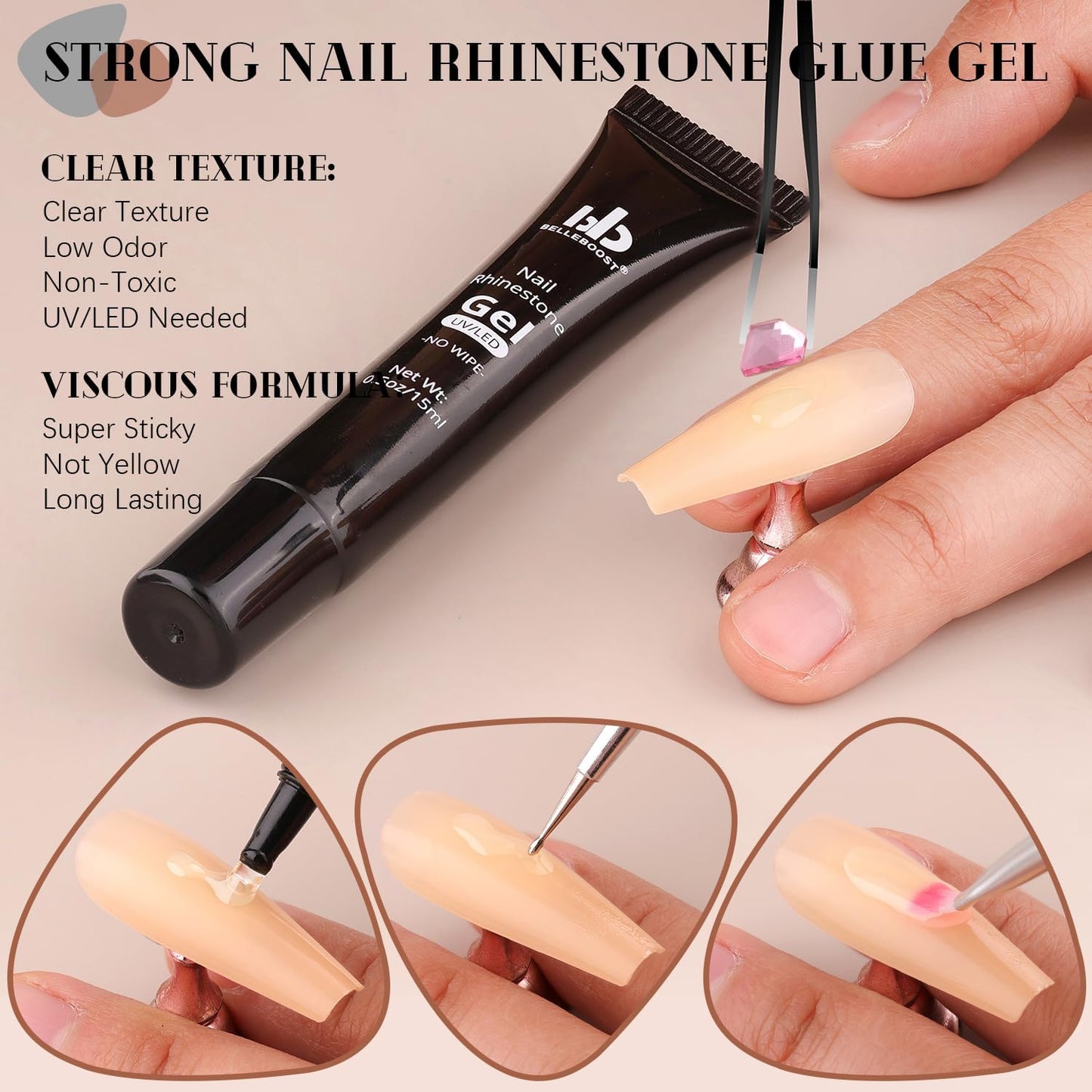 Pink Glass Nail Rhinestones - 2680pcs Multi-Shaped Flatbacks + 2560pcs Round Crystals with Glue Gel, Perfect for Nail Art