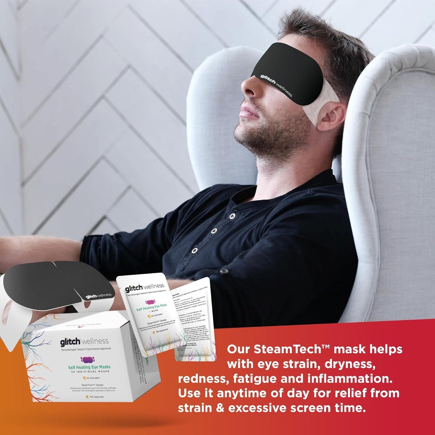 Wellness Steamtech Self Heated Eye Masks for Dry Eyes - 30 Eye Warm Compress for Fatigue and Dryness - Steam Eye Mask for Dry Eyes, Dry Eye Relief Product, 30 Disposable Eye Mask Heated.