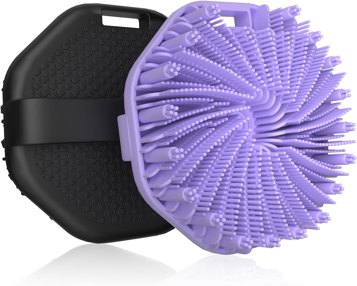 Silicone Body Scrubber 2 Counts, Exfoliating Body Wash Scrubbers Exfoliator, Shower Body Brush for Effective Showering Exfoliation and Gentle Massage (Black+Purple)