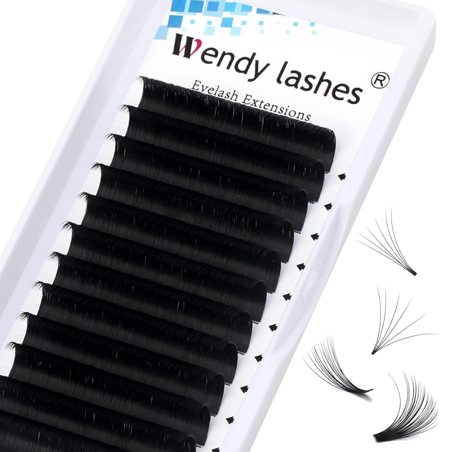 Easy Fan Volume for Lash Artists: Wendy, Handmade Fans for Eyelash Extensions, Self Fanning, Blooming, B-KH, Black, D-0.07-13