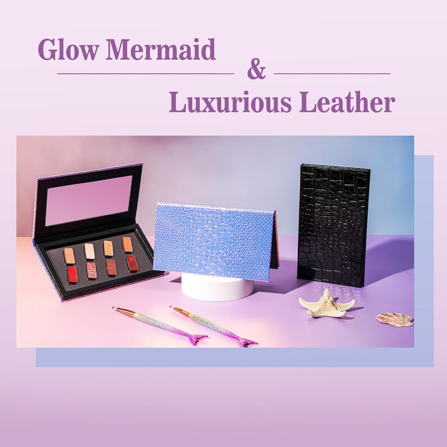 Lolalet 2 Pack Magnetic Makeup Palettes, Empty Magnetic Palette with Mirror for Eyeshadow Lip Color Blush Powder Highlighter Contour - Black&Pink