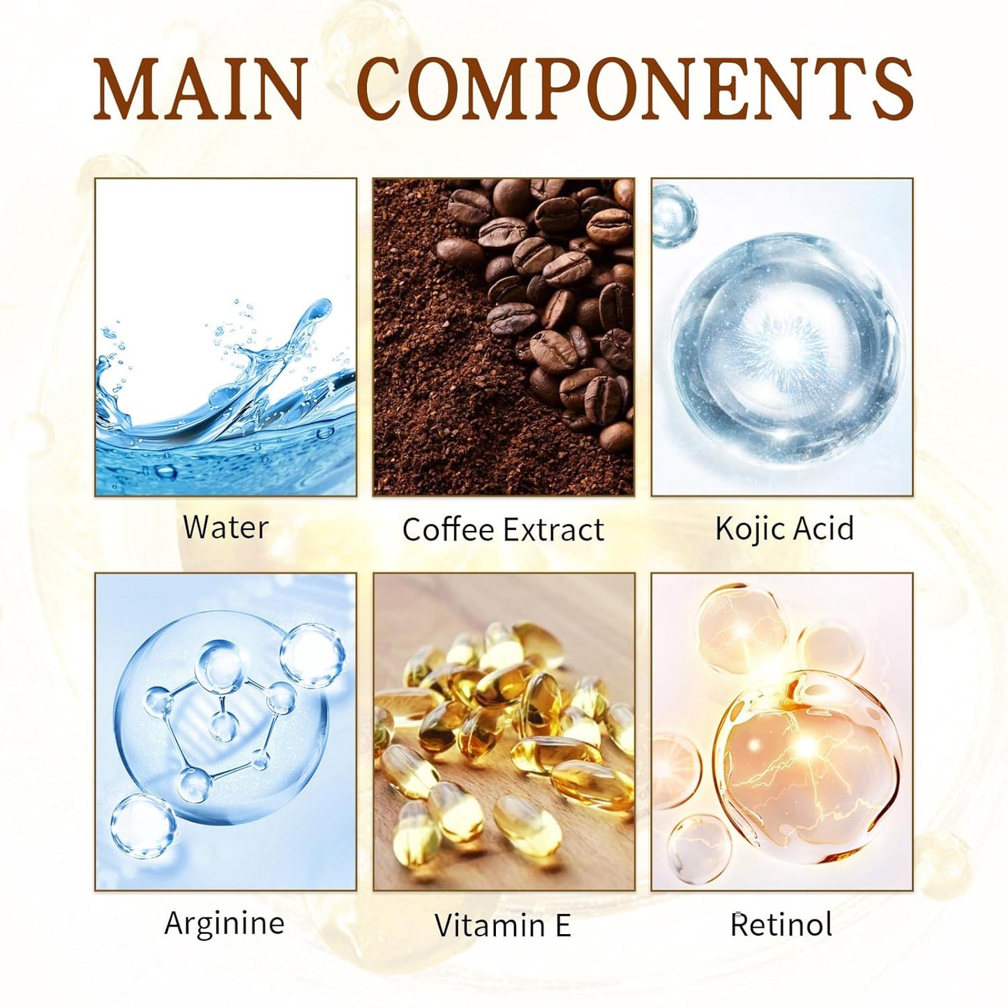 5% Caffeine Eye Serum with Vitamin E Eye Cream for Dark Circles and Puffiness, Retinol Eye Cream Roller with 360° Massage Ball Reduce Wrinkles and Fine Lines