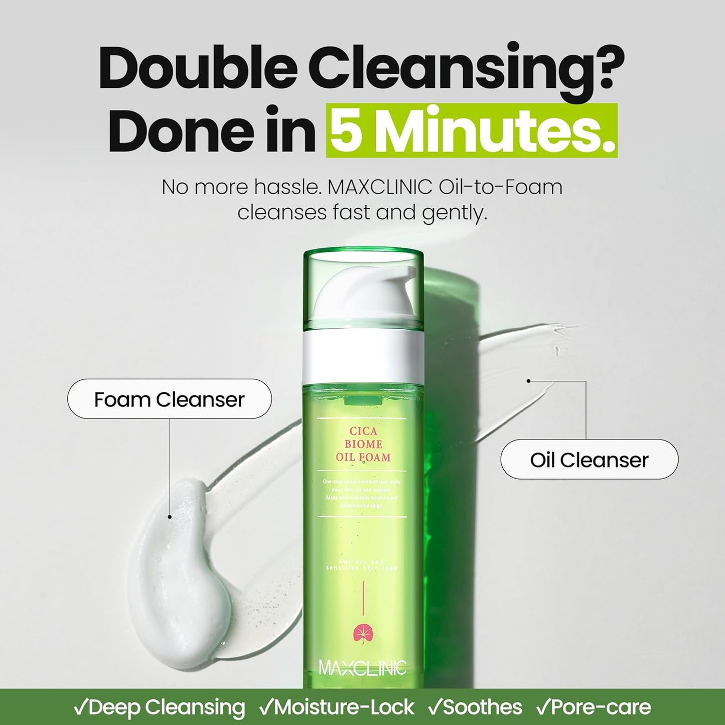 [K-Beauty] Cica Biome Oil to Foam - All-in-One Korean Face Wash OilBased Foaming Facial Cleanser - Deeply Hydrating & Moisturizing Makeup Deep Cleansing Oil for Sensitive Skin (3.88 fl oz)