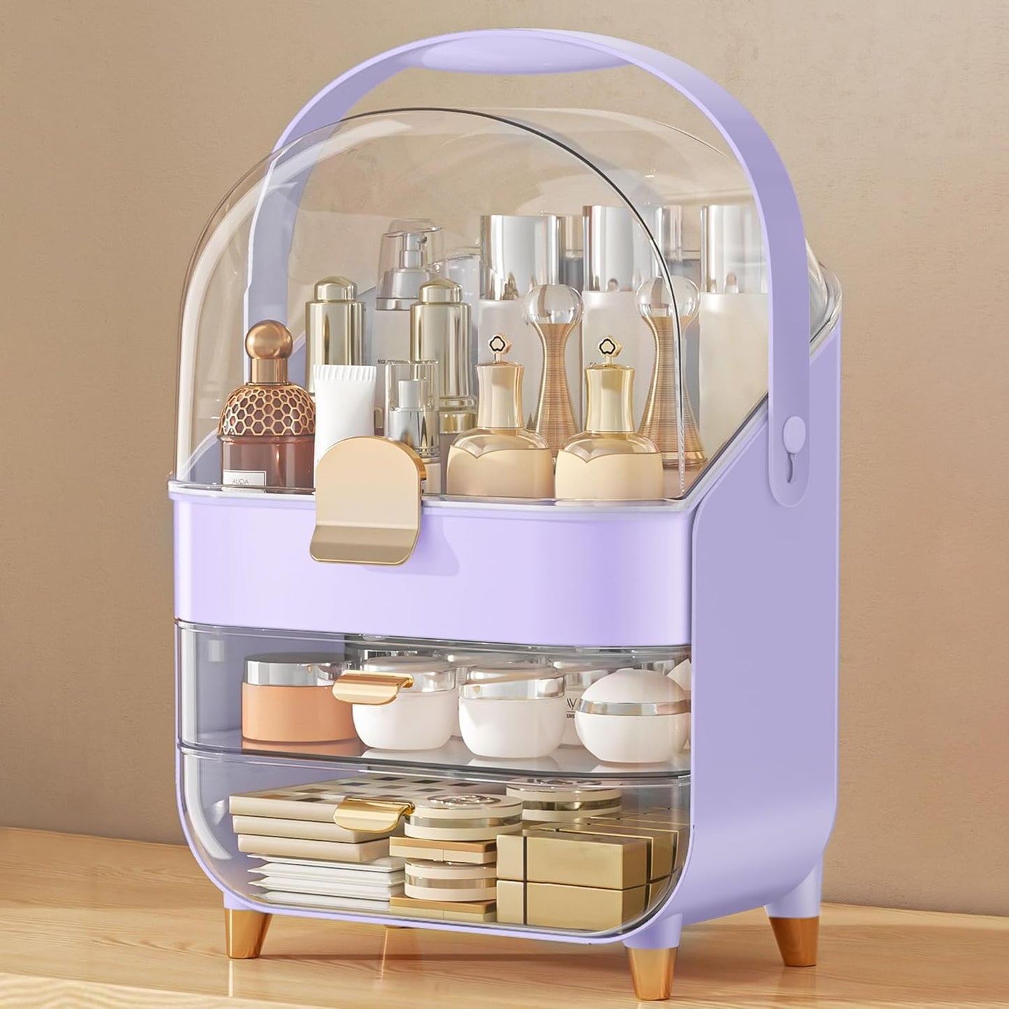Makeup Organizer, Skincare Holder Bathroom Counter Organizer, Storage Box Cosmetic Display Cases, Teen Girl Gifts Trendy Stuff Make up Organizers for Vanity, Dresser, Countertop (purple)