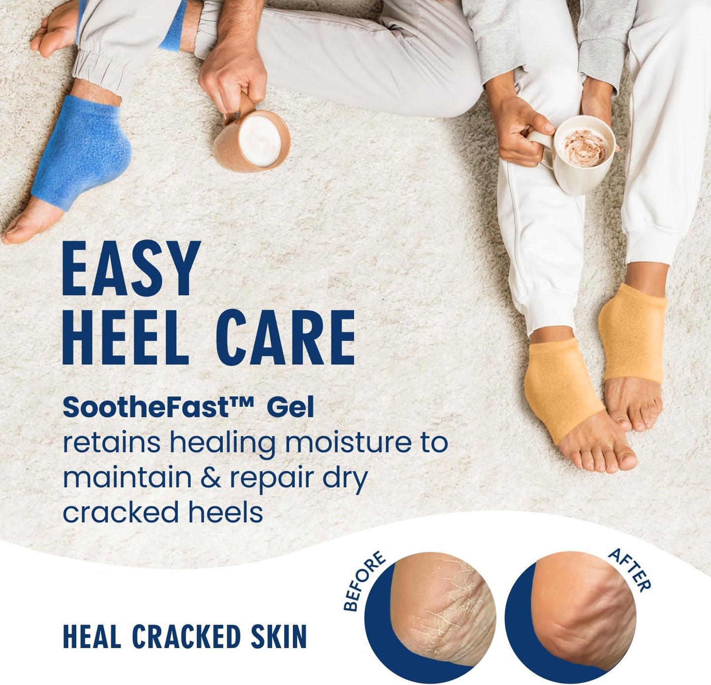 Dr. Frederick's Original Moisturizing Fuzzy Heel Socks - 2 Pairs - Cozy Gel-Lined Sleep Socks for Women & Men - Soothes Dry, Cracked Feet - Heel Repair - Variety Pack