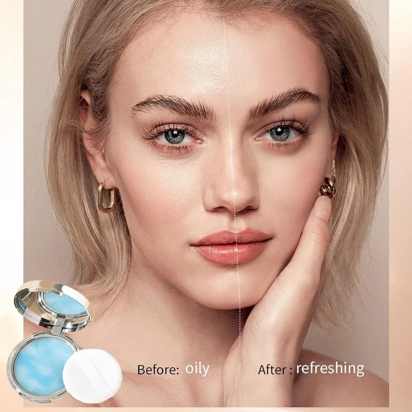 Oil Control Face Pressed Powder,Jelly Pressed Powder Face Makeup Setting Powder,Reduce Pores and Fine Lines Flawless Matte Long Lasting Finishing Lightweight Waterproof Face Cosmetics