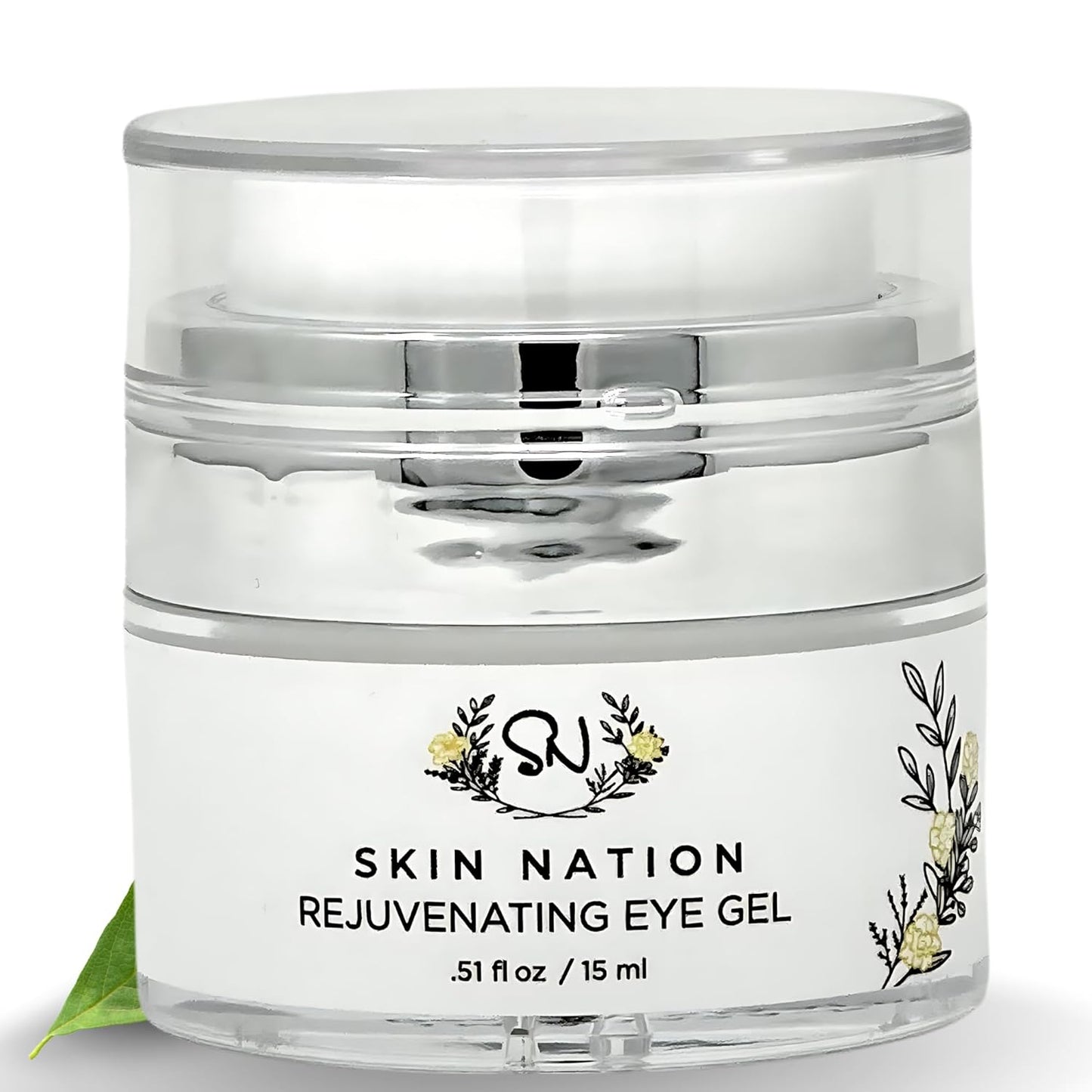 Skin Nation Rejuvenating Eye Gel, Super Hydrating with Peptides, Hyaluronic Acid and Green Tea, Lightweight Plant Based Under Eye Cream for Puffiness, Dark Circles and Smooth Skin, 0.51 oz