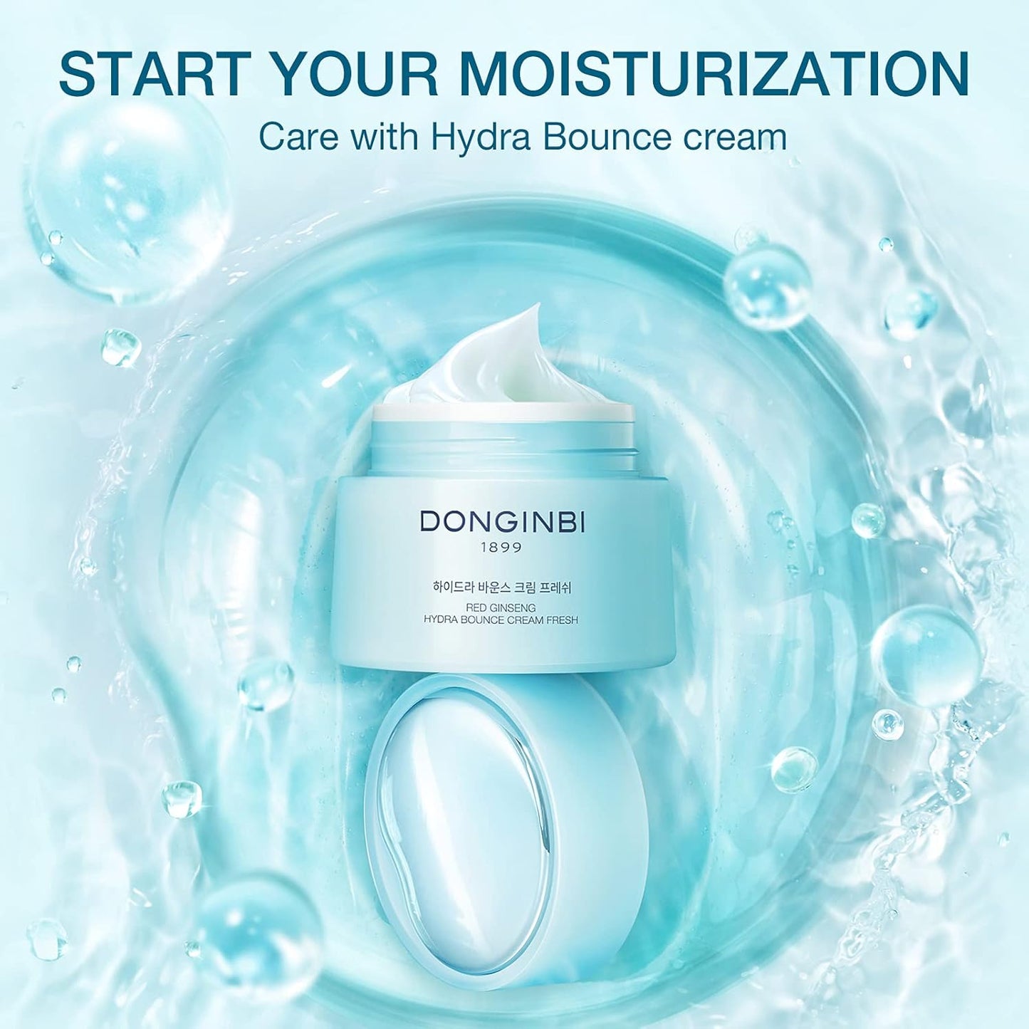 Donginbi Korean Face Moisturizer Red Ginseng Hydra Bounce Cream Fresh, Korean Red Ginseng Skin Moisturizing Face Cream for Dry and Oil Skin Moisturizing Cream- 0.84Oz