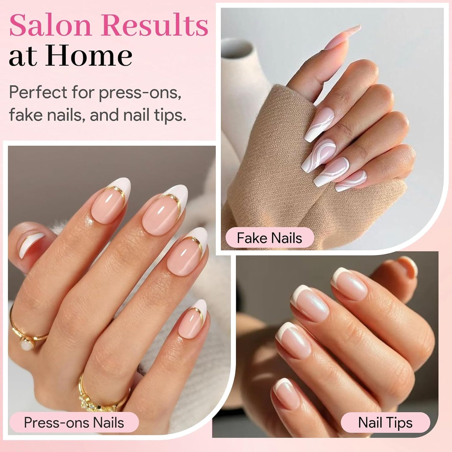 Nail Glue for Press Ons, 10g*2 Super Strong Bond Semi Solid Glue On Nails, 10s Quick Dry No Curing Needed, High Capacity Press on Semi-Solid Gel Long Lasting 28+ Days Easy to Remove for Beginners