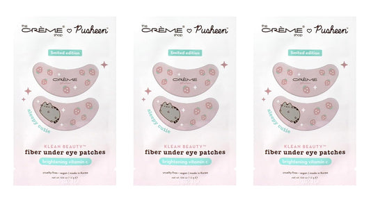 The Crème Shop X PUSHEEN KLEAN BEAUTY™ Fiber Under Eye Patches | Vitamin C Infused for Brightening | Cooling & Moisturizing | Set of 3 Pairs | Vegan & Cruelty-Free (Set of 3)