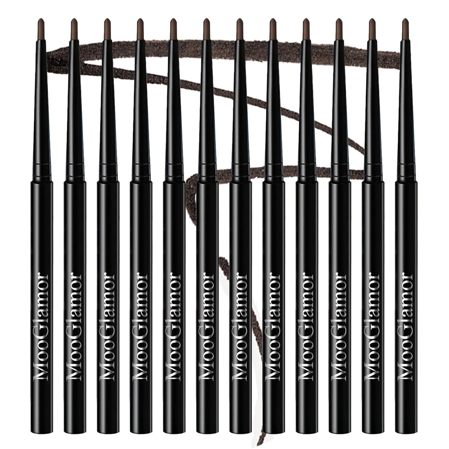 12 Pcs Brown Eyeliner Pencil Gel Eyeliner Pen with Retractable and Waterproof Eye Liner for Bold and Defined Eye Liner (Brown)