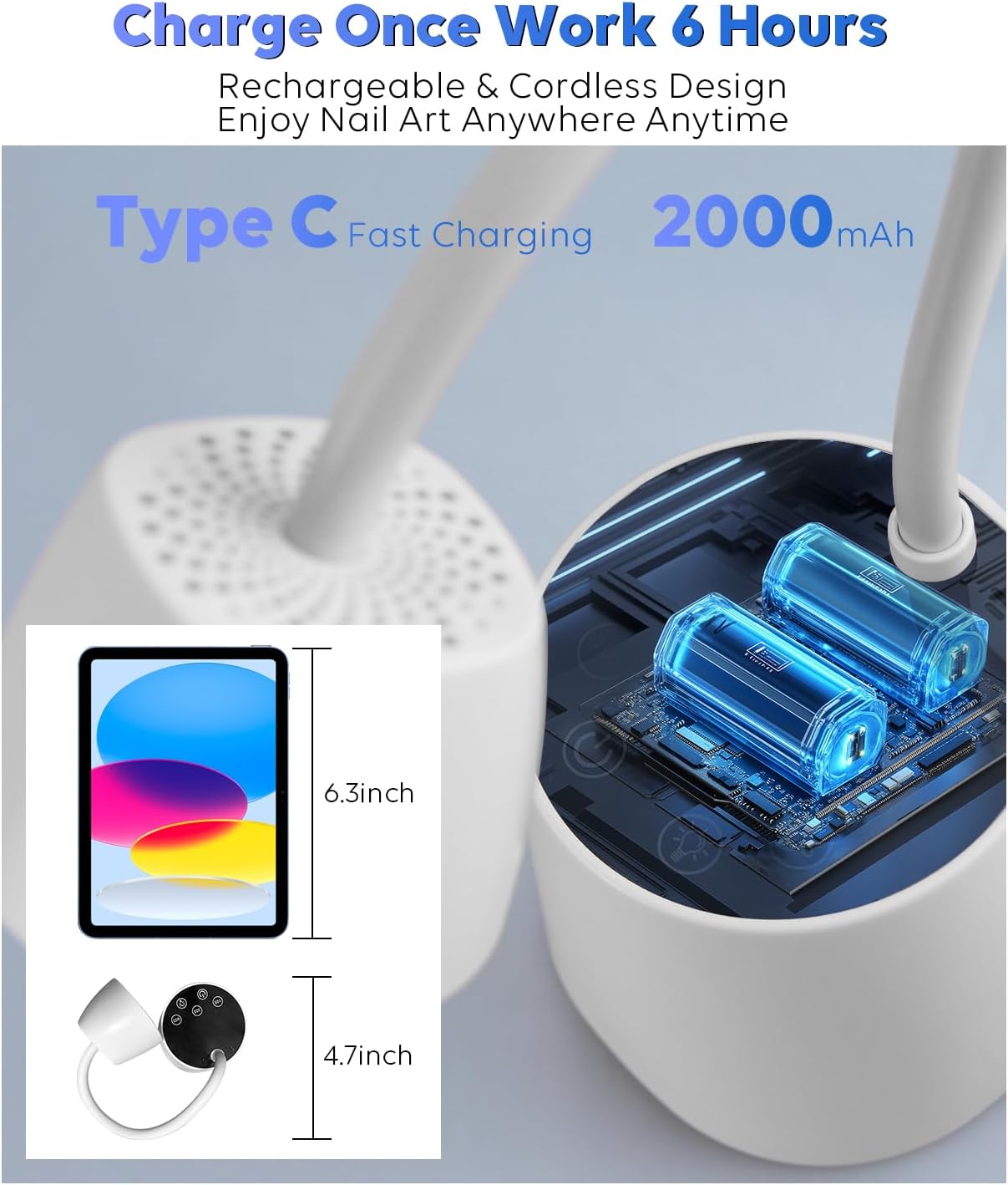 UV Nail Lamp, 2 in 1 UV Light for Gel Nails Curing Polish and Desk Lamp,27W Rechargeable LED Nail Light Nail Dryer with 3 Timers & Auto Sensor, Fast Flash Goosenecks Lamp for Home DIY Manicure-White