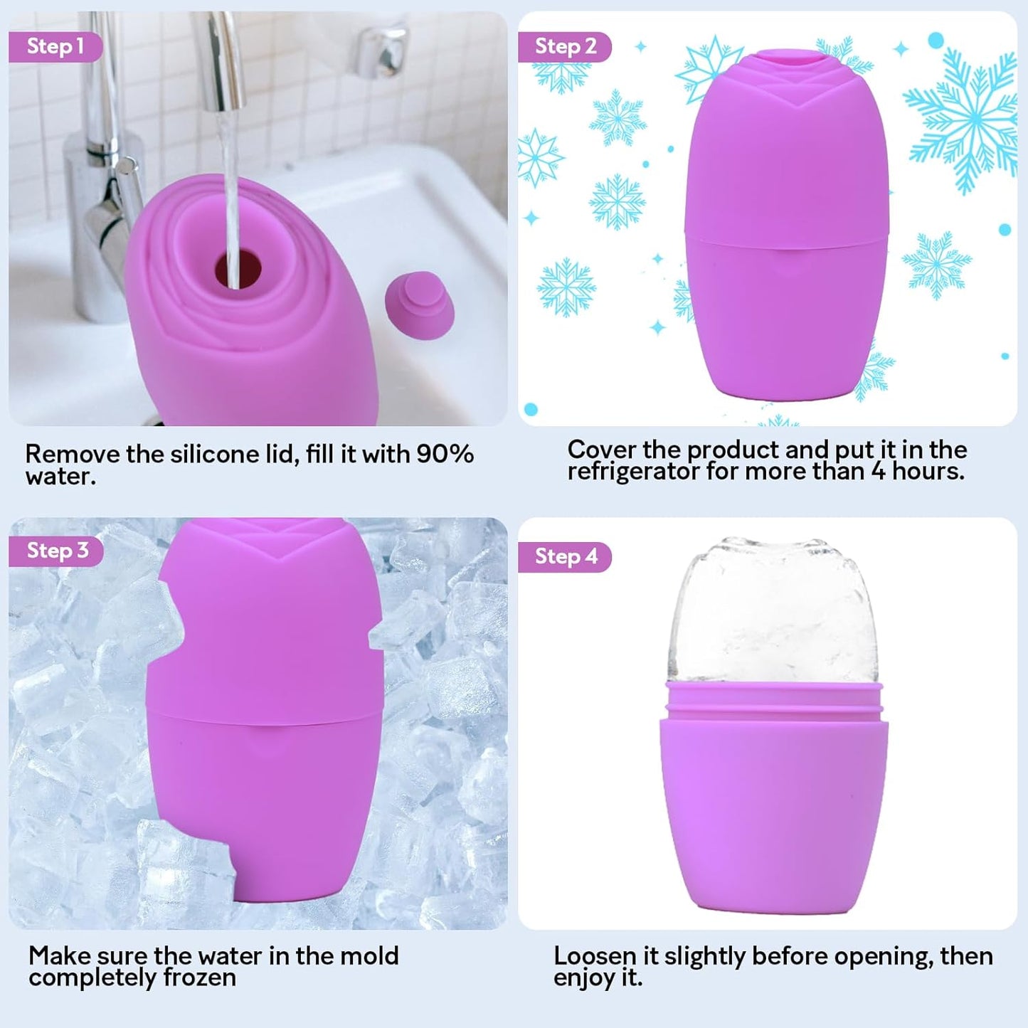 LATME Ice Cube Roller for Face Eyes,Reusable Silicone Ice Mold,Womens Gifts,Face Massager Roller Puffiness Migraine Pain Relief and Minor Injury