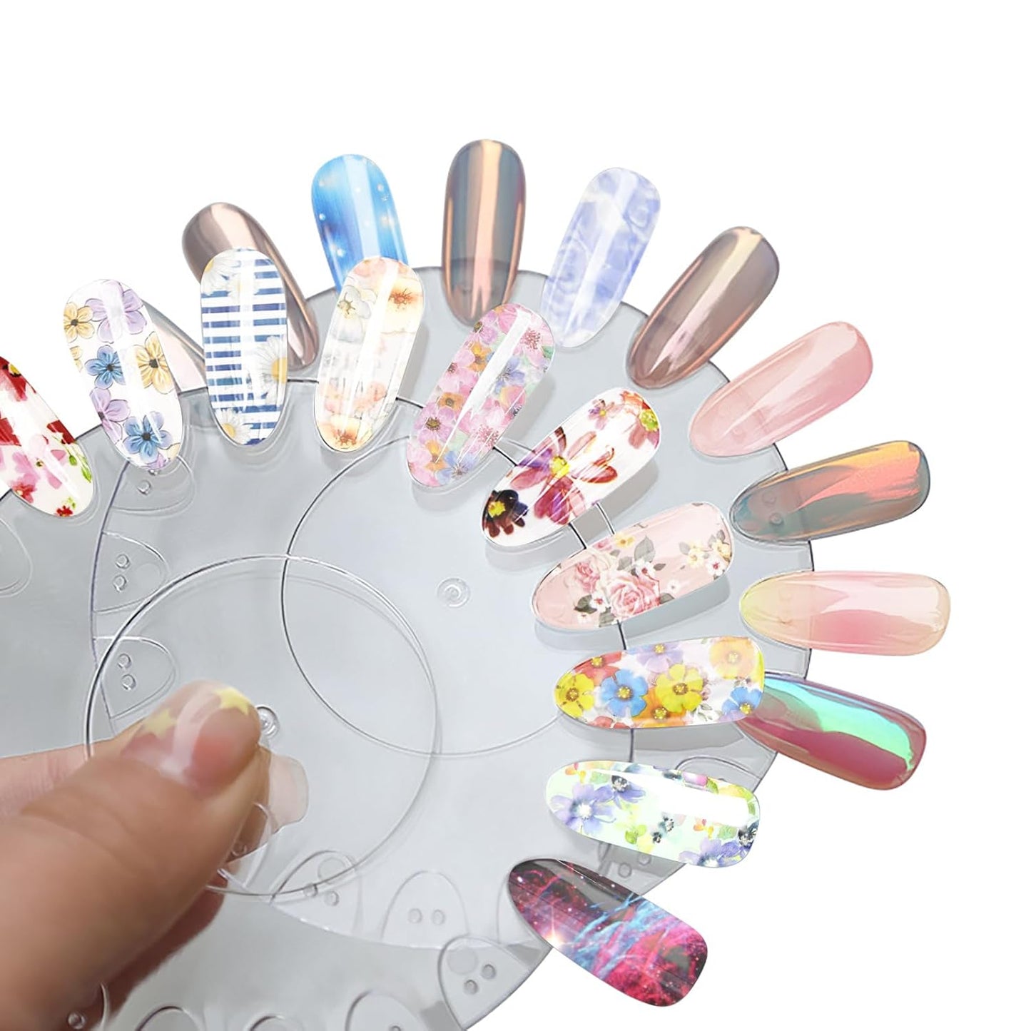 WOKOTO 300 Sheets Nail Foils Transfer Nail Art Holographic Flower Rose Solid Nail Art Foil Sheets, 1 Set for All Various Designs Nail Transfer Foil for Women Girls Nails