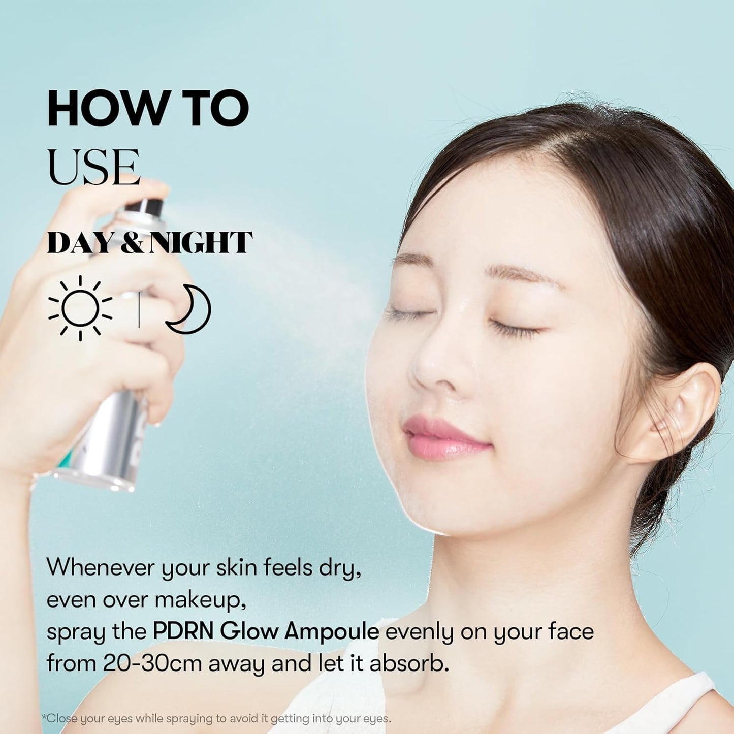 VT COSMETICS PDRN Glow Ampoule, PDRN Facial Mist, Deep Hydration Spray Serum, Vegan Skin Care, Light-weight Face Moisturizer, Plumping Effect, Fragrance-Free, Korean SkinCare (3.38 fl oz / 100 ml)