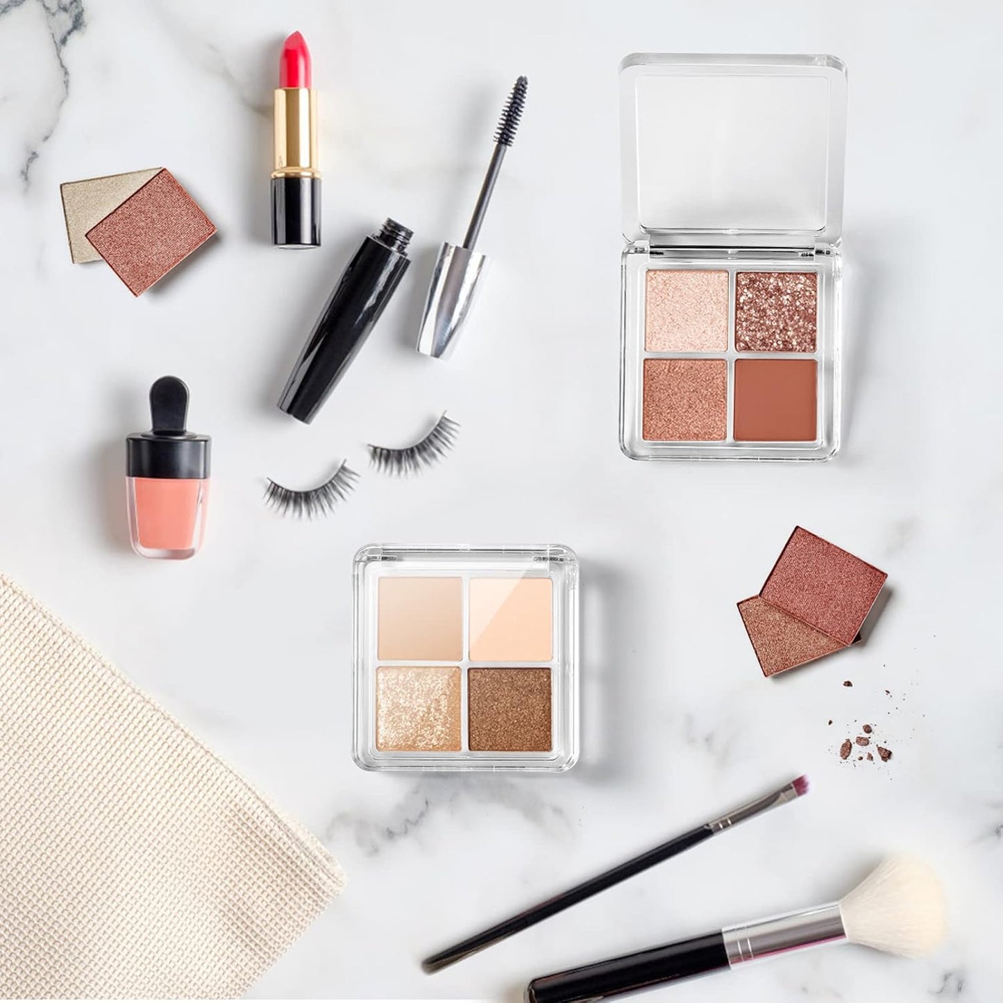 Beaupretty 10 Pieces Empty Eyeshadow Pallet 4 Grids Eye Shadow Lipstick Storage Case Box Clear Makeup DIY Cosmetic Organizer Container