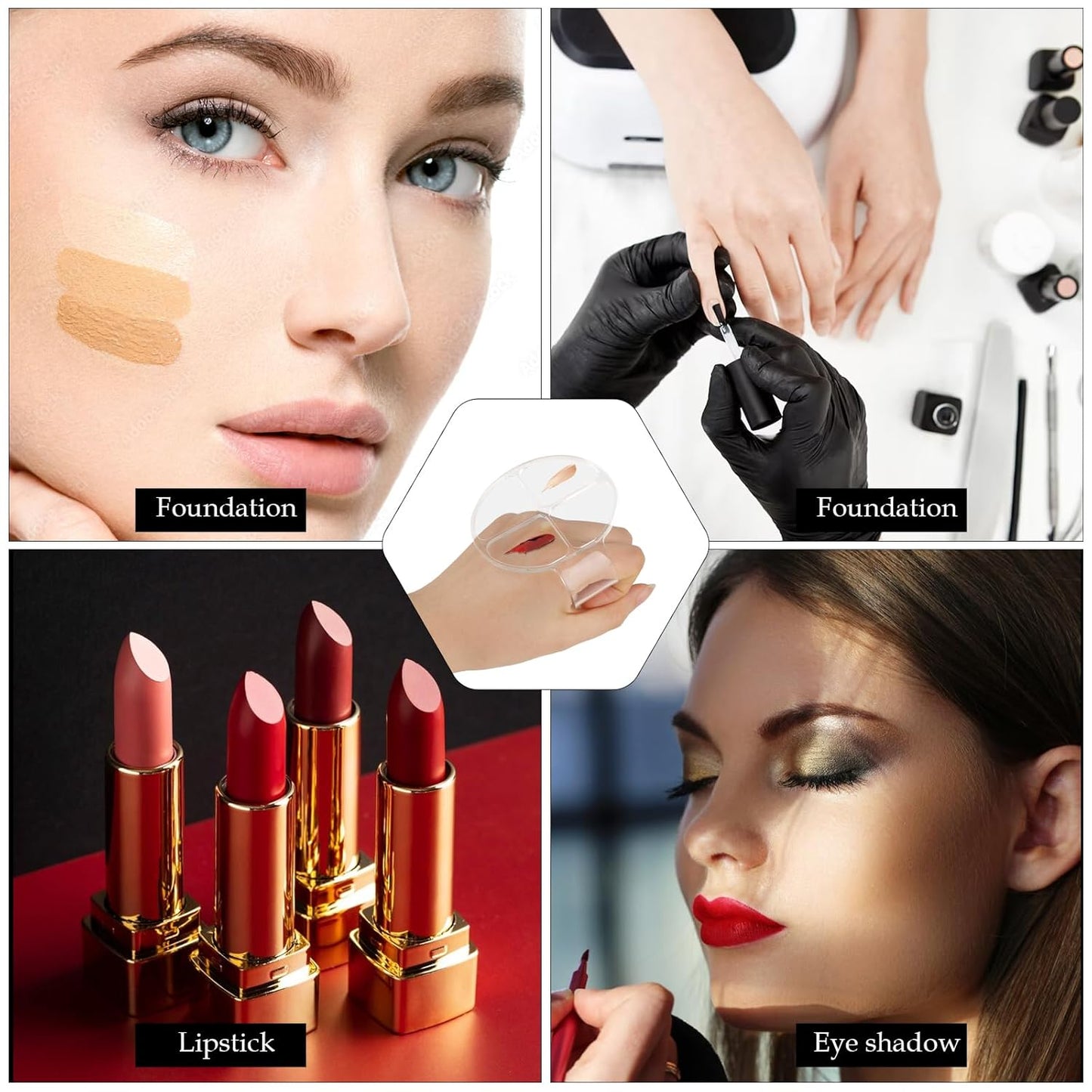 2 Pcs Makeup Hand Palette Foundation Palette Foundation Mixing Palette Hand-Held Nail Art Manicure Palette Clear Makeup Palette for Mixing Foundation Eye Shadow Nail Art