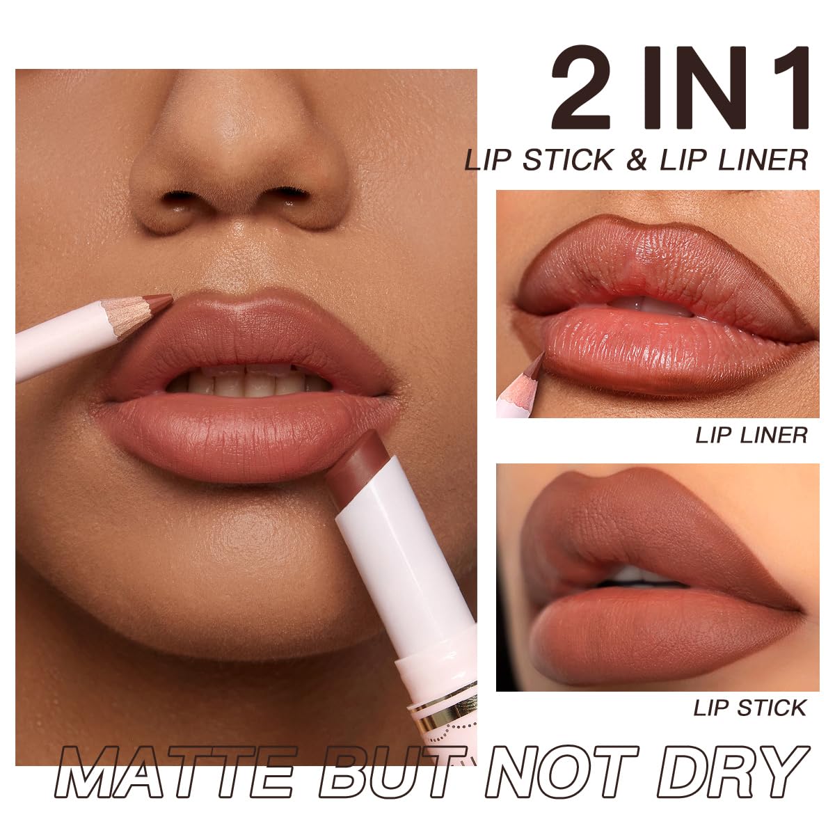 USHAS Lipstick and Lip Liner Combo Set 2 in 1 Waterproof Matte Lipstick pen for Women Lip liner Set Long Lasting with Makeup Set (Y18, Pack of 1)