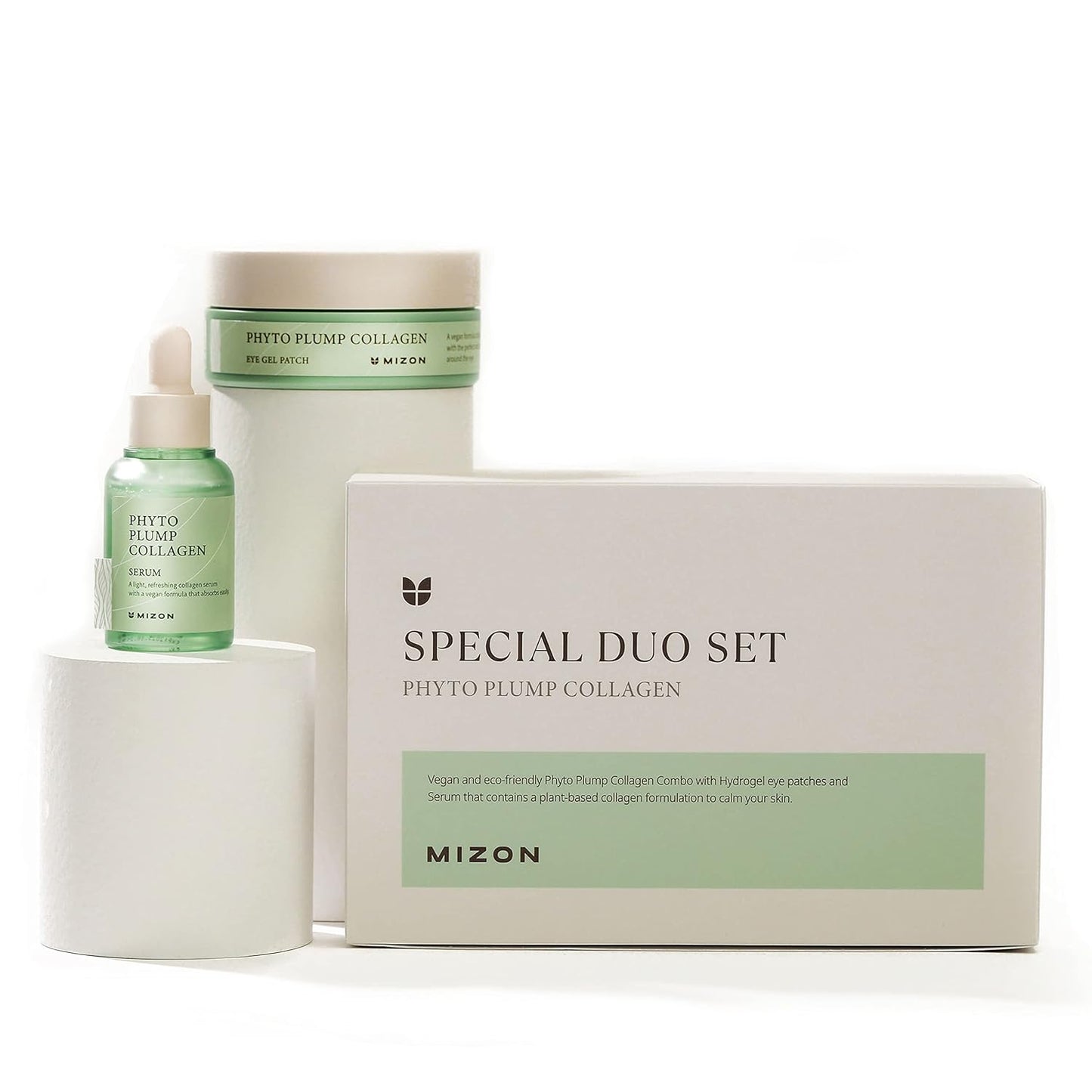 MIZON Phyto Plump Collagen Special Duo Set - Phyto Plump Eye Gel Patch & Serum Vegan Formula, Vegan Skincare Kit, Korean Skincare