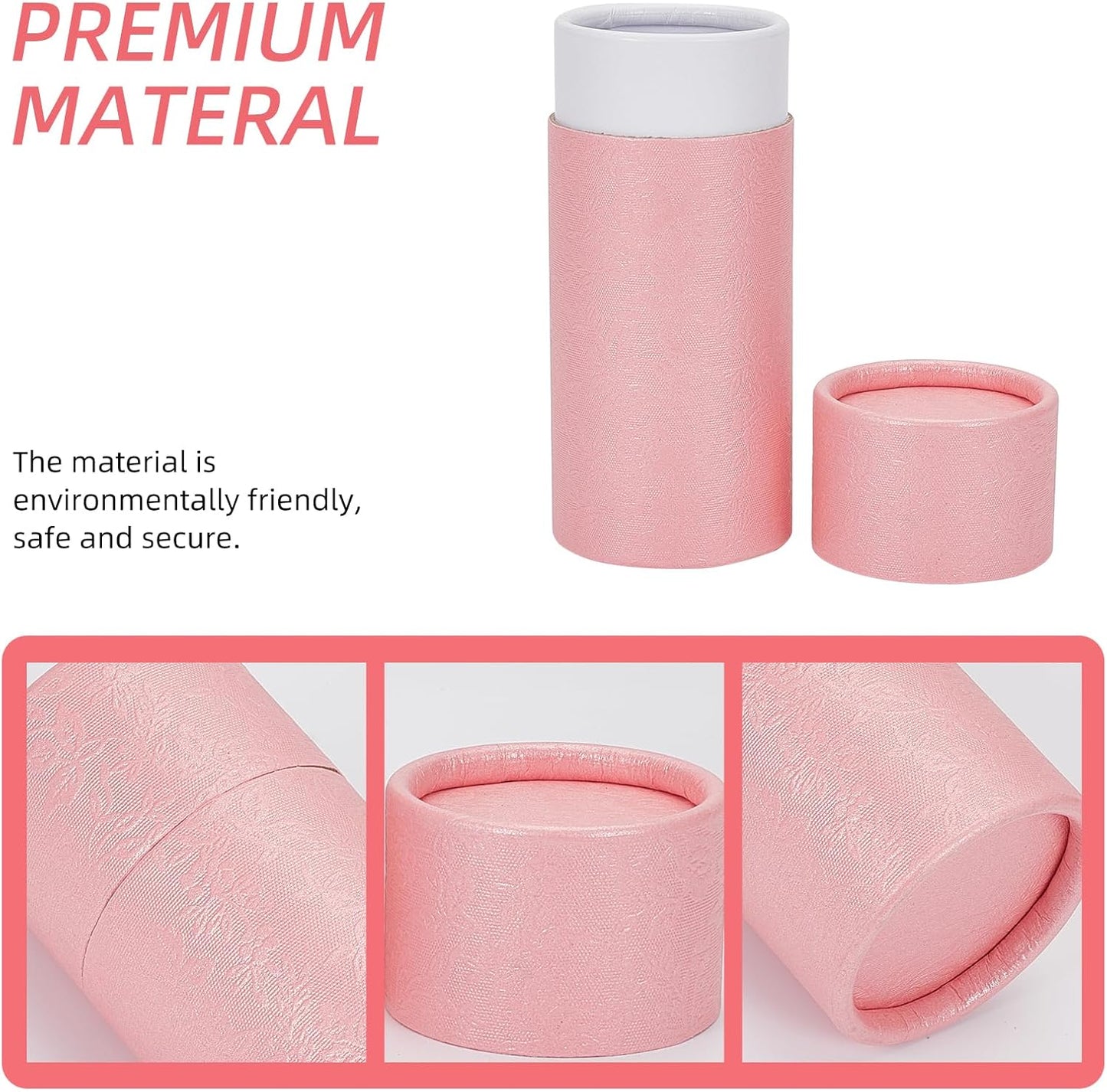 NICENEEDED 10 Pcs 30ml Empty Kraft Paper Jar Tube, Pink Round Paper Cardboard Containers With Lid, Essential Oil Bottle Packaging Case Gift Paper Tube for Pencils Tea Caddy Coffee Cosmetic Crafts