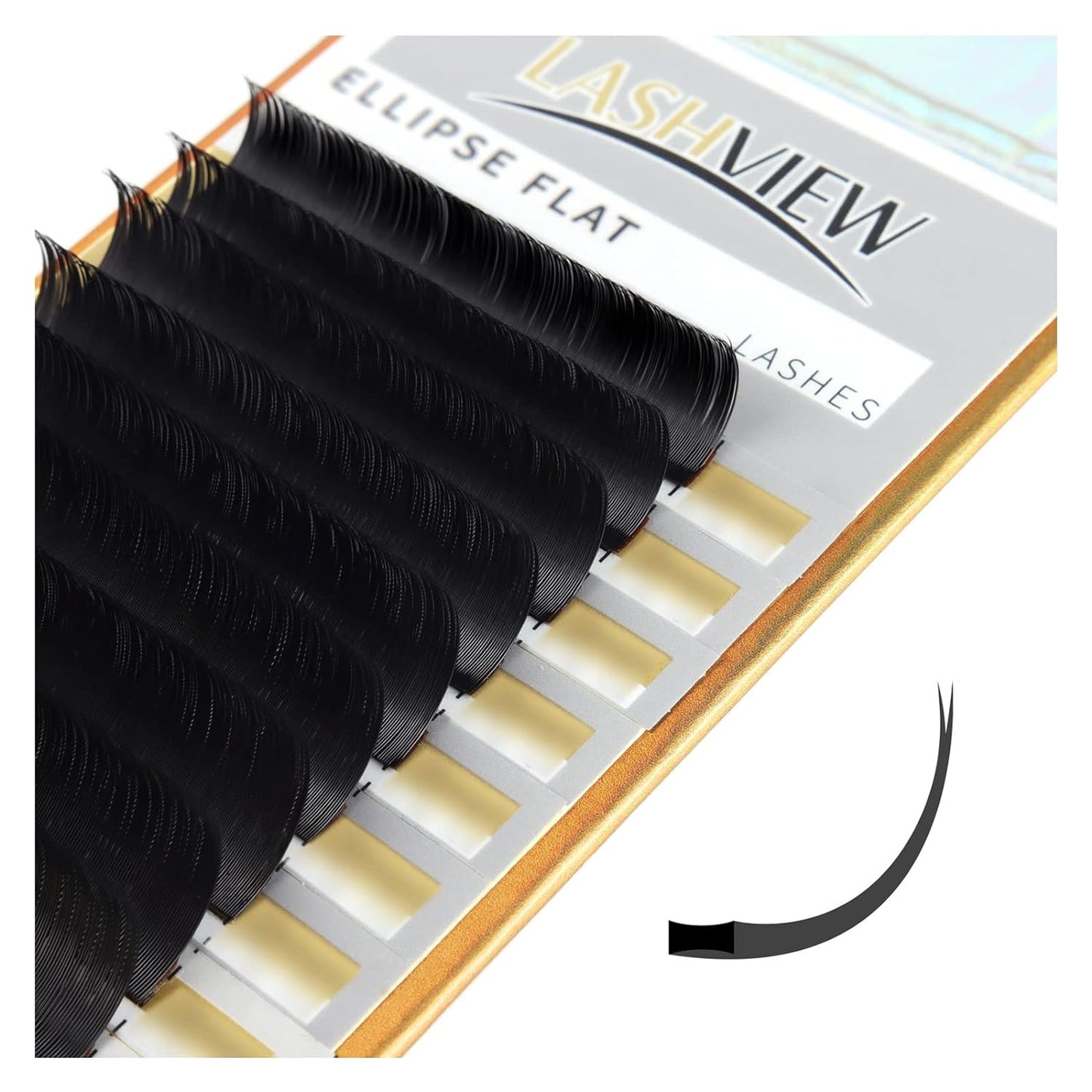 LASHVIEW Eyelash Extension - Ellipse Flat Eyelash Extensions, Individual Lashes, 0.15mm C Curl 11mm, Semi-Permanent, Extremely Light & Soft, Professional Salon Use