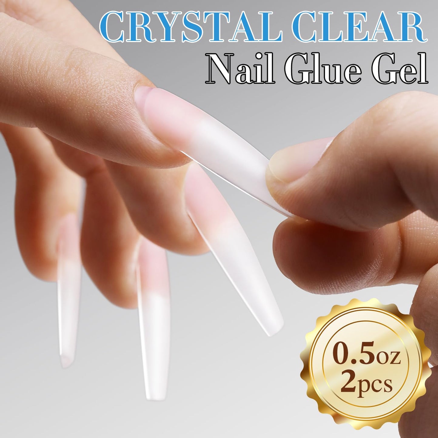Double Rhythm 2PCS 0.5Oz Nail Glue Gel for False Acrylic Nail Tips and Press on Nails Gel Glue Nail Lamp Needed