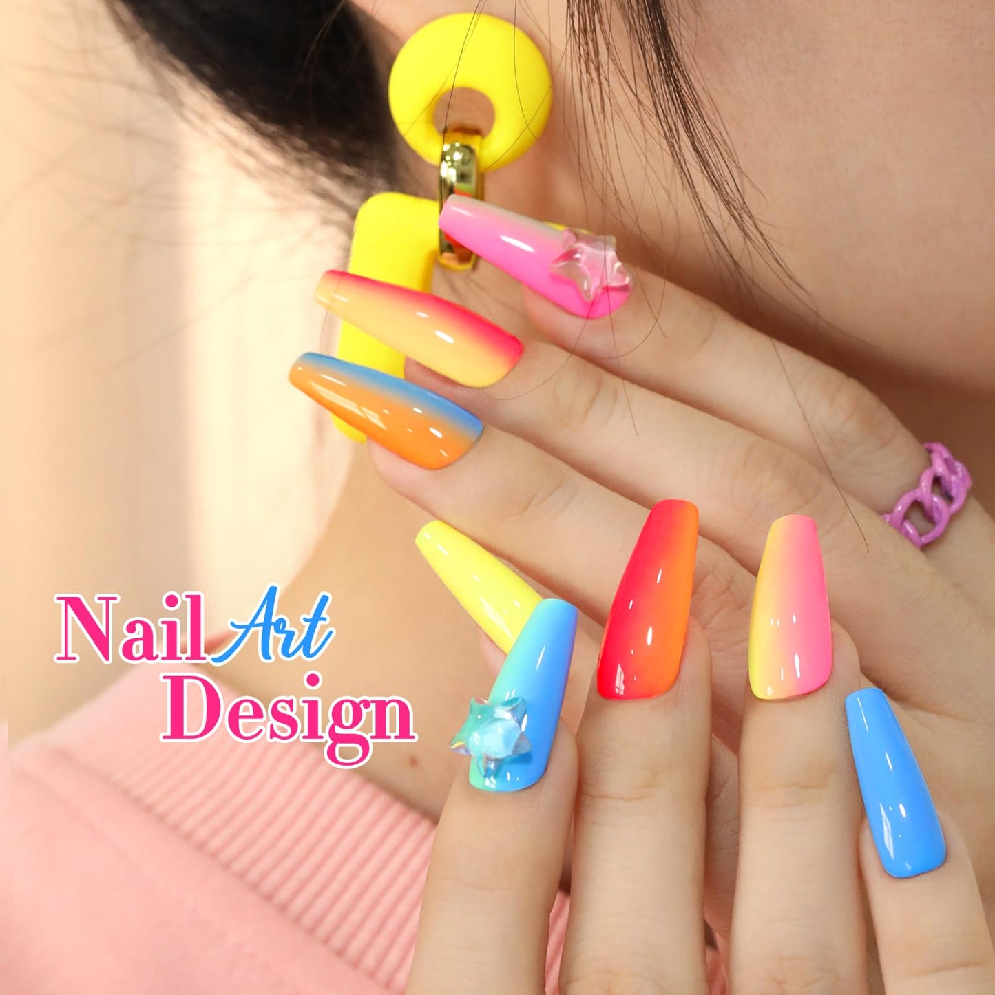 Double Rhythm 6 Pcs 15 ML Gel Polish Set Same Color Same Bottle Soak Off Gel Polish Kit Nail Art Manicure Salon DIY at Home for Women (Pastel Red Pink Orange Yellow Green-T6-11)