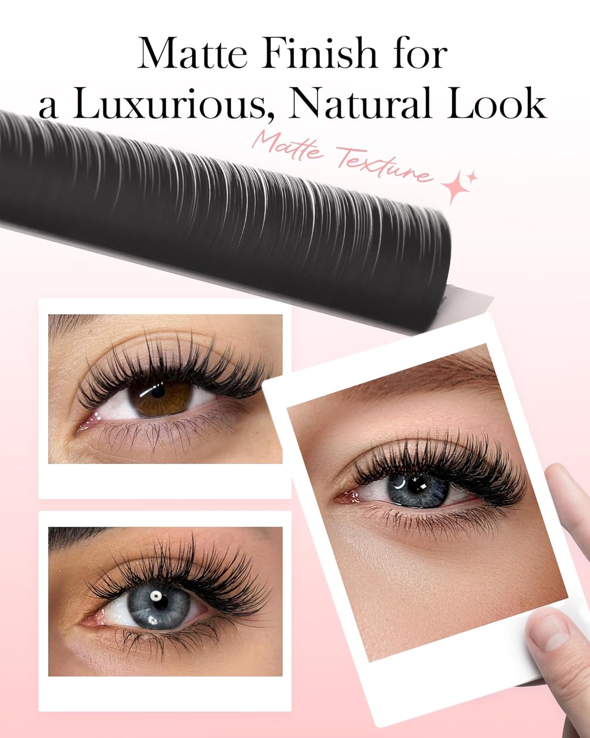 BEYELIAN Flat Eyelash Extension, Ellipse Lash Extensions 0.20 C Curl 10mm 16 Rows Matte Black Eyelash Extension Supplies Classic Lash Extensions Individual Eyelashes Salon Use