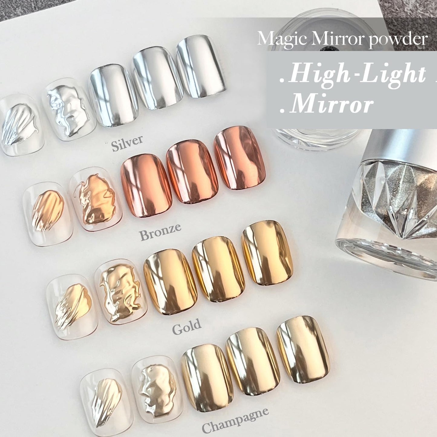 Pretty Diva Chrome Nail Powder - Bronze/Copper Mirror Effect Nail Chrome Powders, Highlight Metallic Chrome Powder for Nail Art Pigment Chrome Powder for Nails (bronze, 1g)