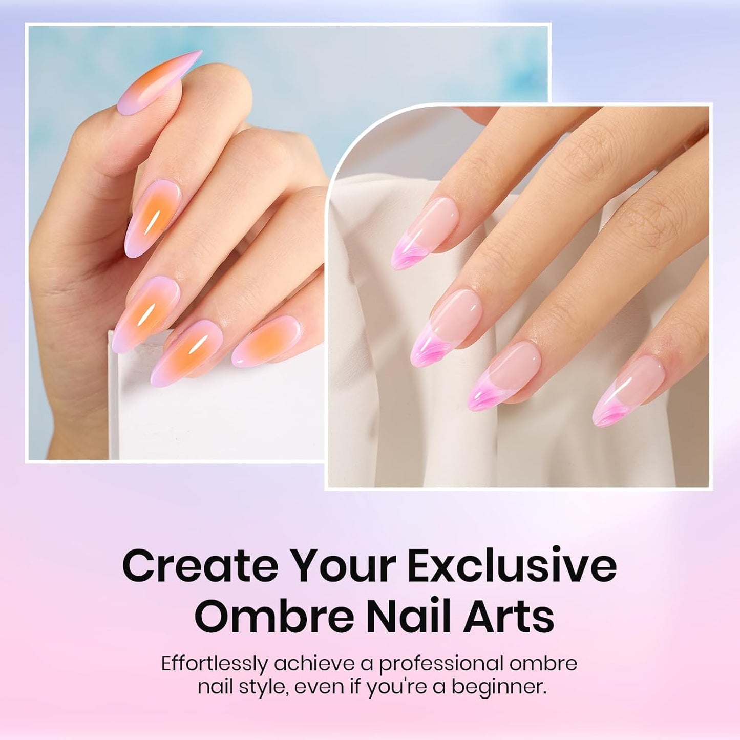 Beetles Gel Polish Soft Nail Sponges for Ombre, 88Pcs Large Size Nail Art Sponges With Grabbing Pen, Ombre Nail Brush to Creat Color Gradient Effect, Manicure Nail Art Tools for Nail Art Design