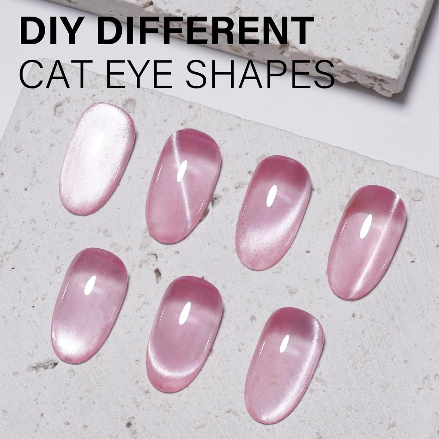 AILLSA Glass Cat Eye Gel Nail Polish, 15ml Pink Glitter Jelly Sheer Gel Polish, Translucent Magnetic Shimmer Sparkle Nail Art U V Salon 0.5 OZ GF36