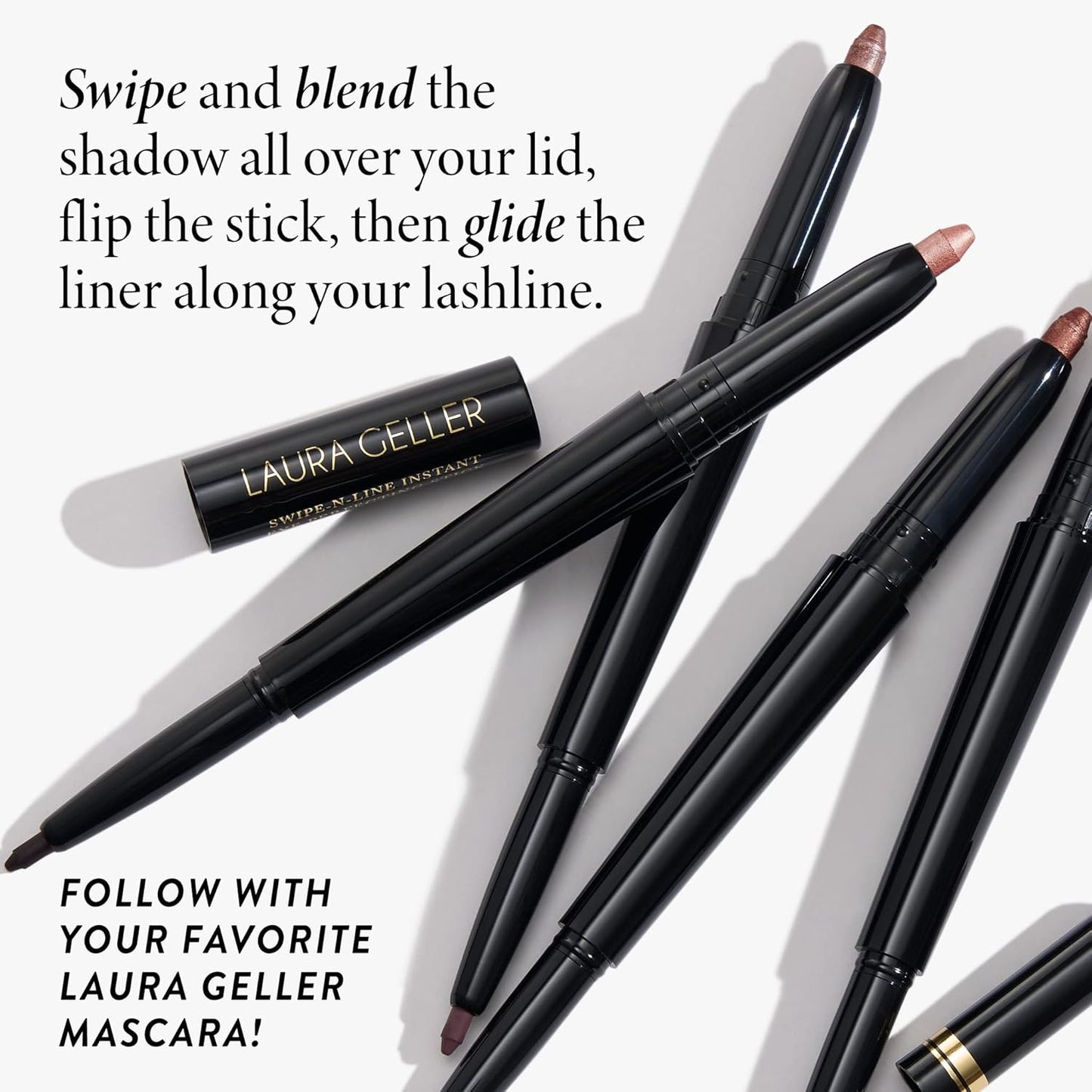 LAURA GELLER NEW YORK Swipe-n-Line Dual-Ended Eyeshadow + Eyeliner - Classic (Onyx/Champagne) - Cream Eyeshadow & Smooth Glide Eyeliner - Waterproof & Crease-free Color