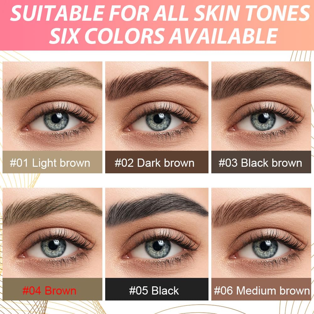 evpct 2Pcs Brown Magic Microblading Dual-Ended Eyebrow Contouring Pen Brow Pencil, with 4 Brush Micro-Fork-Tips Applicator and Precise Brush-Tip, Hair Like Strokes, with Dual-ended Eyebrow Brush