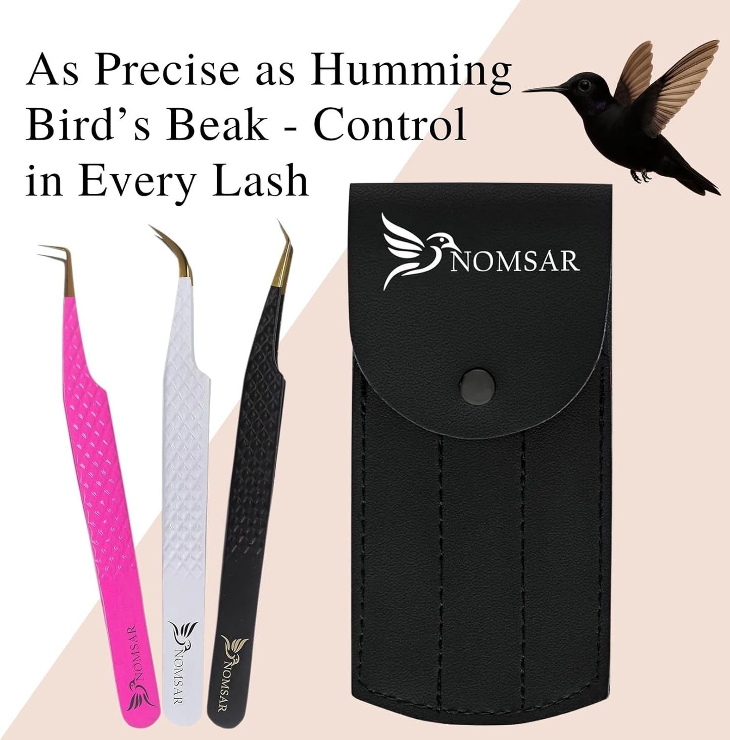 Eyelash Extension Tweezers – Precision Lash Isolation & Volume Tweezers | Stainless Steel, Anti-Static, Curved Tip for Professional Eyelash Extensions, Set of 3 (Pink)