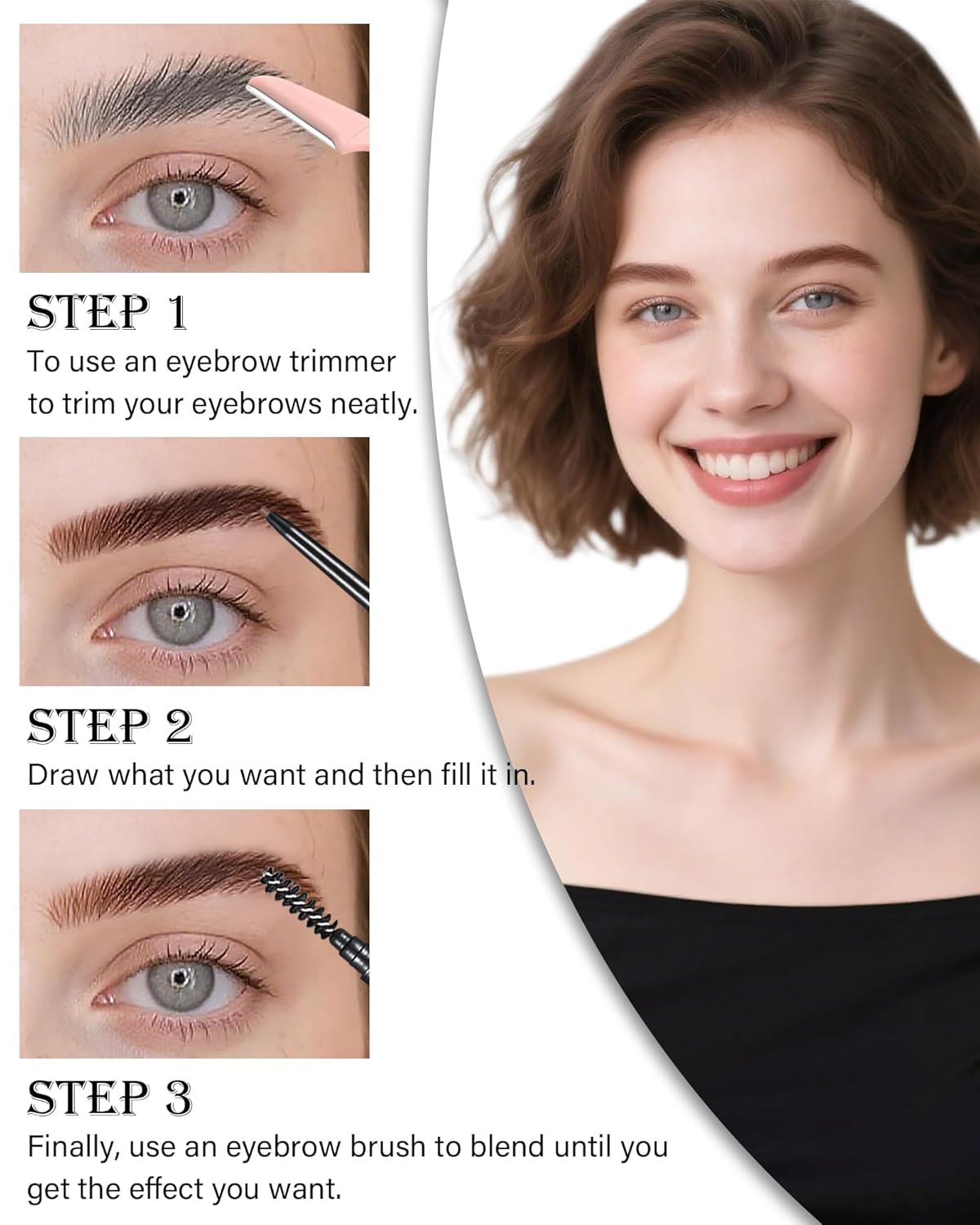 Dark Brown Eye Brow Pencils for Women, 6Pcs Waterproof Eyebrow Pencil, 1.5mm Micro-Fine Tip & Spiral Brush with Brow Razors Perfect for Creating a Natural and Delicate Eyebrow Look Makeup