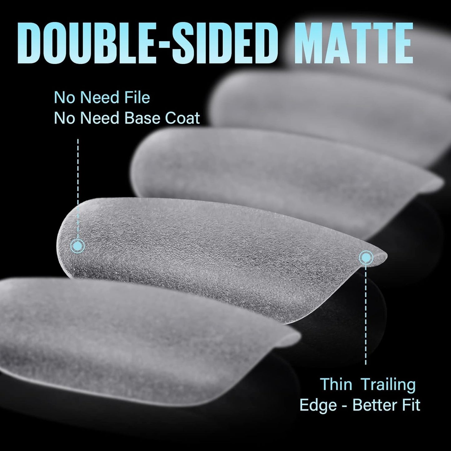 TOMICCA Short Oval Nail Tips, 240Pcs 15Sizes Double Sided Matte Nail Tips for Manicure, Acrylic Full Cover Fake False Press on Nails for Home DIY Art