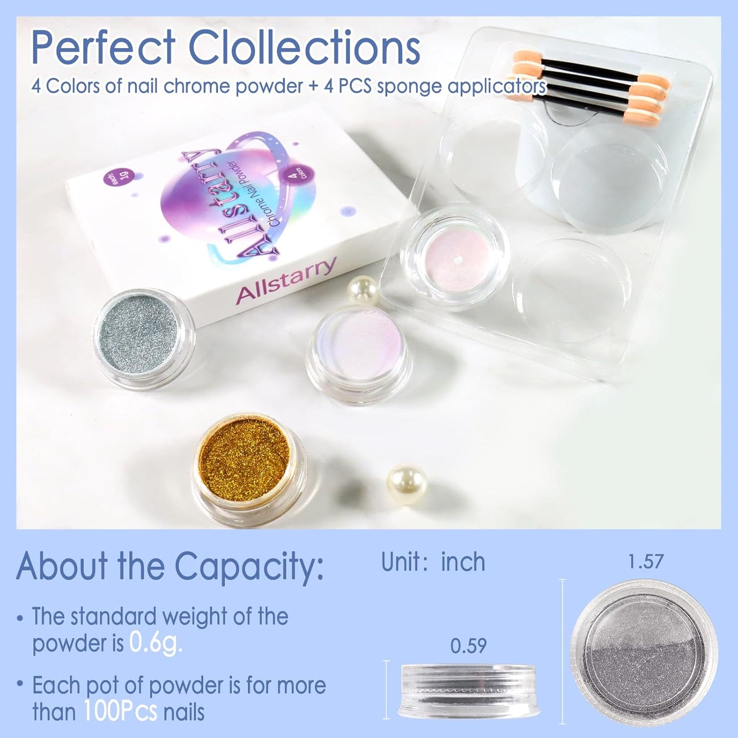 Allstarry Chrome Nail Powder, Metallic Mirror Gold Chrome Powder Pigment Color Changing Chameleon Nail Powder Nail Art Glitter Dust for Gel Nail Manicure DIY at Home Salon Women Gifts