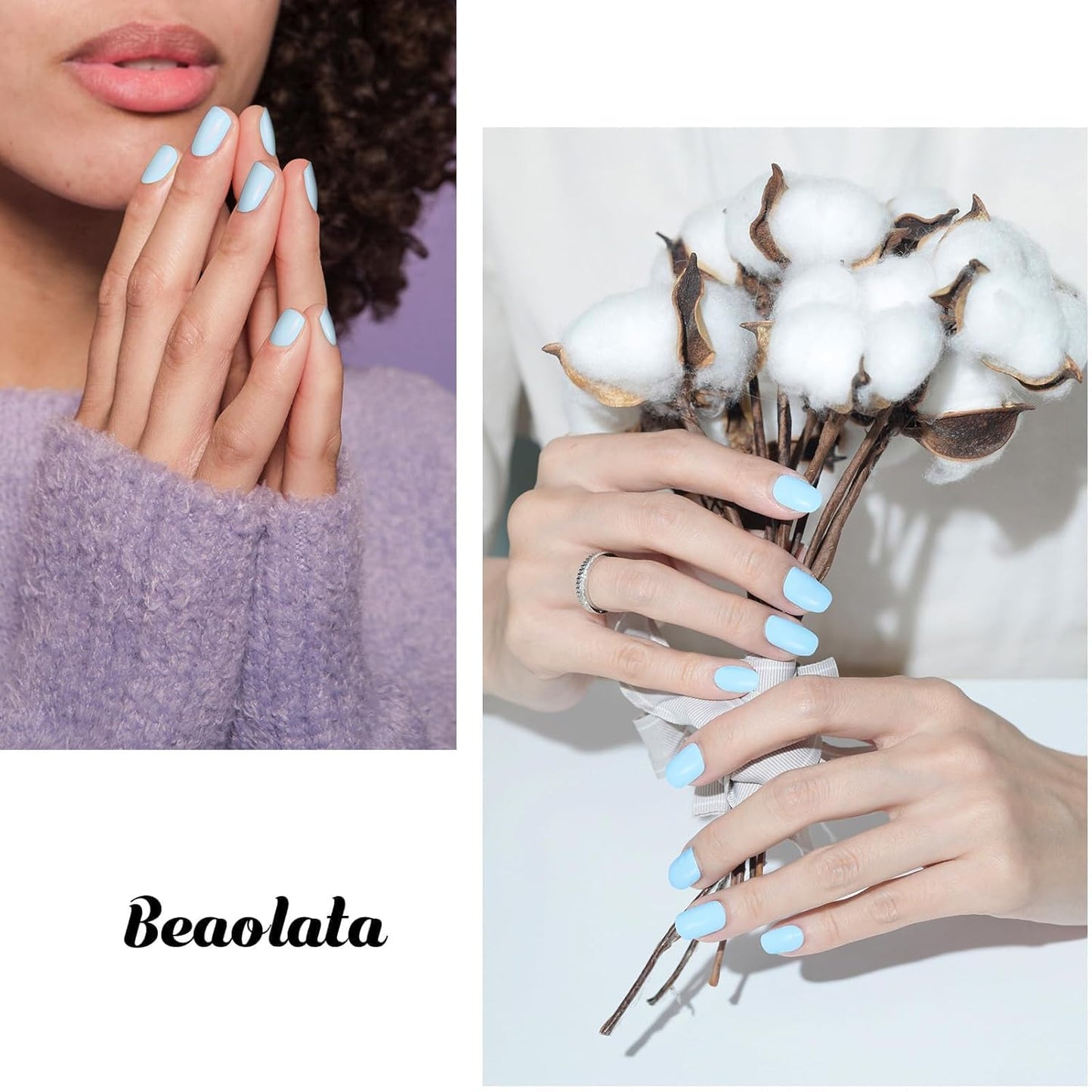 Nail Polish Strips, 32PCS Salon Quality Wraps, Long Lasting Gel Nail Stickers for Women Easy Apply& Remove (Sky Light Blue)