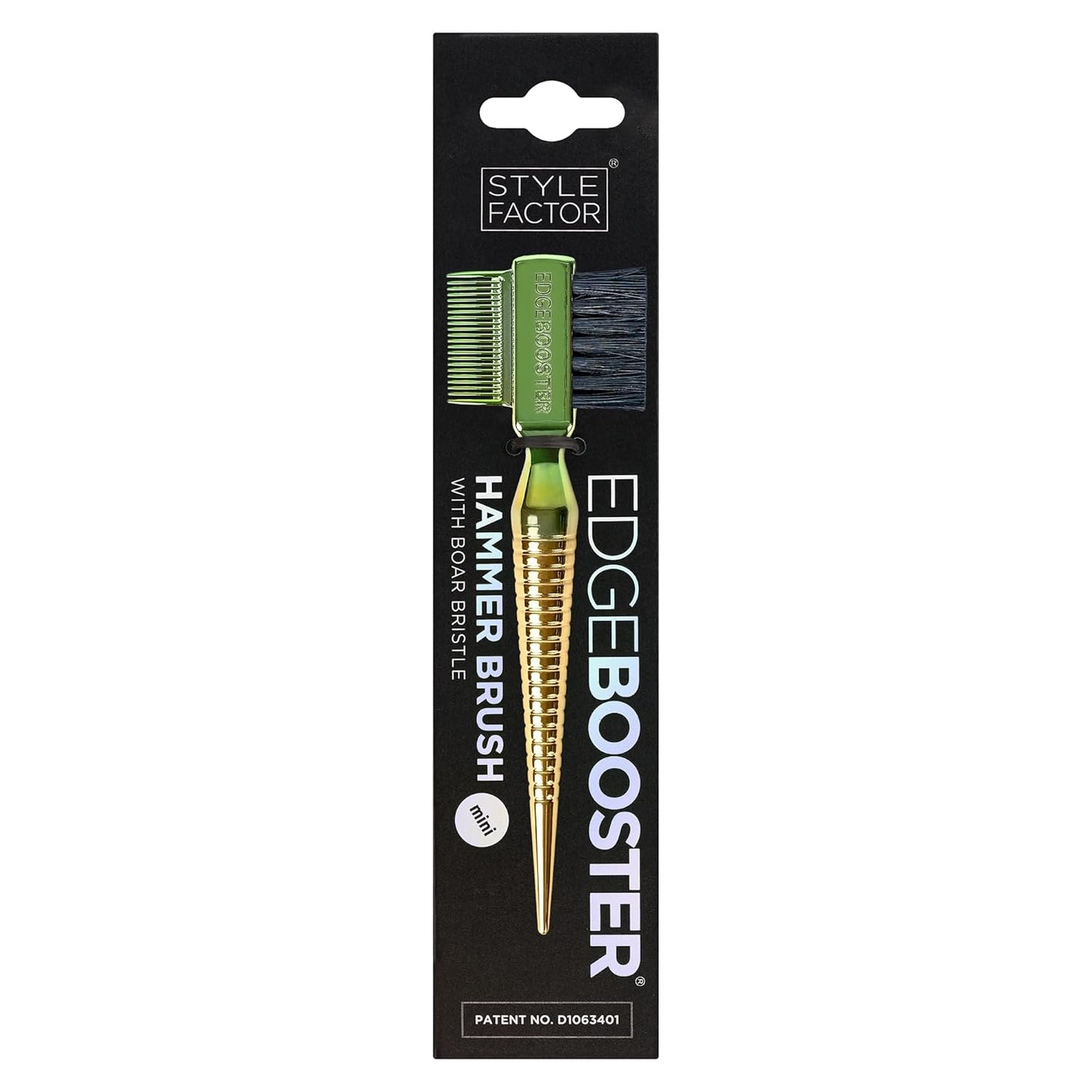 STYLE FACTOR EDGE BOOSTER® Hammer Brush Rat Tail– Double-Sided Edge Control Brush & Comb with Boar Bristles – For Edges, Slick Backs, Baby Hair Styling, and Taming Flyaways- Travel Size