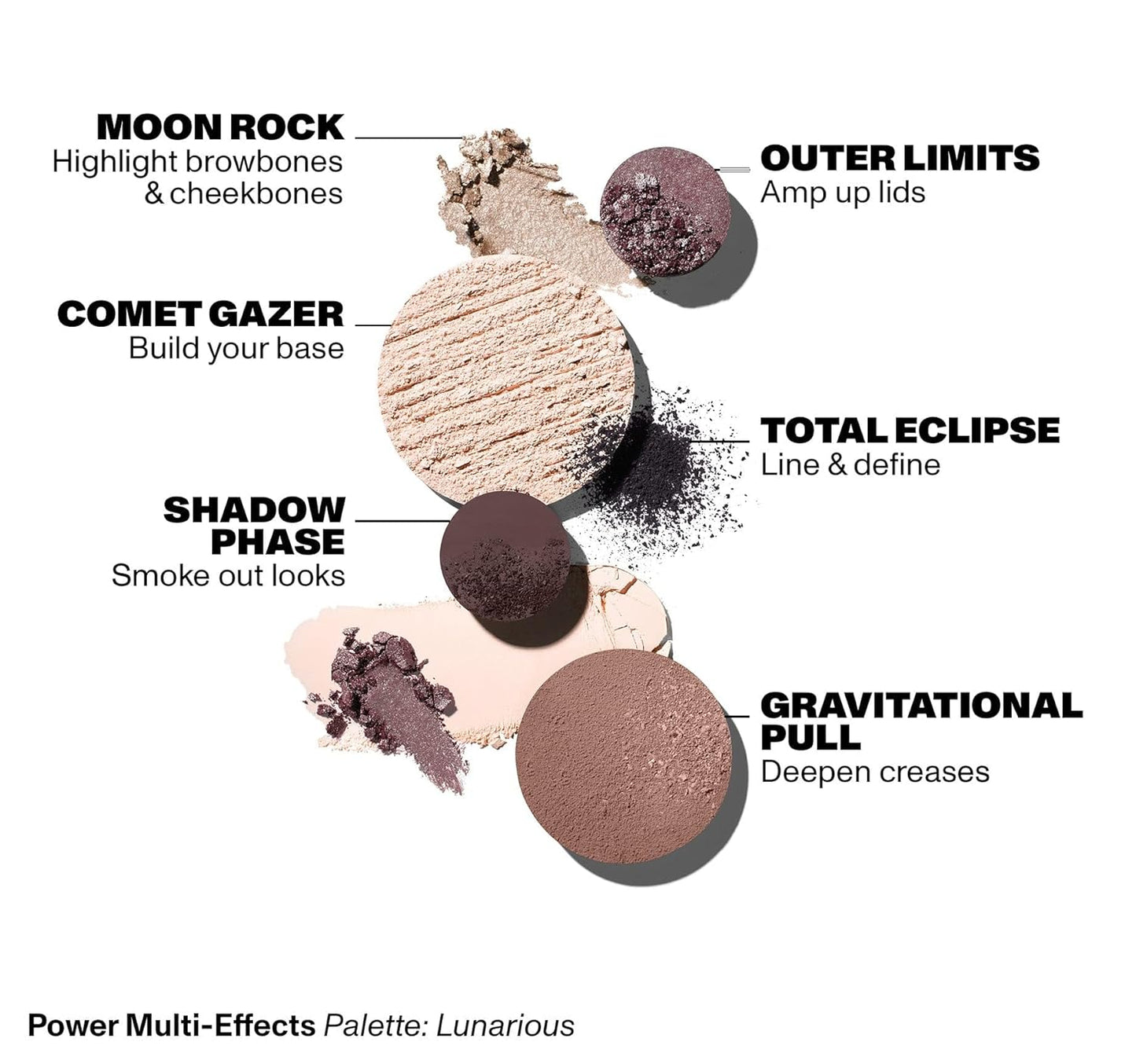 Morphe Makeup Palette - Power Multi-Effects Palette with Mattes, Shimmers, Duochromes & Silk Slip Toppers - Made to Build, Blend & Layer for Everyday Versatile Makeup Looks - Lunarious (0.65 oz)