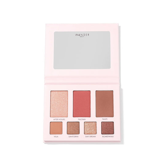 Wander Beauty Getaway Eye & Face Palette - Island Hop (Medium/Dark) - Full Face Makeup Palette Enriched With Vitamin E - For Day & Night Looks - 4 Shadows, Highlighter, Blush, and Bronzer - 0.34 fl oz