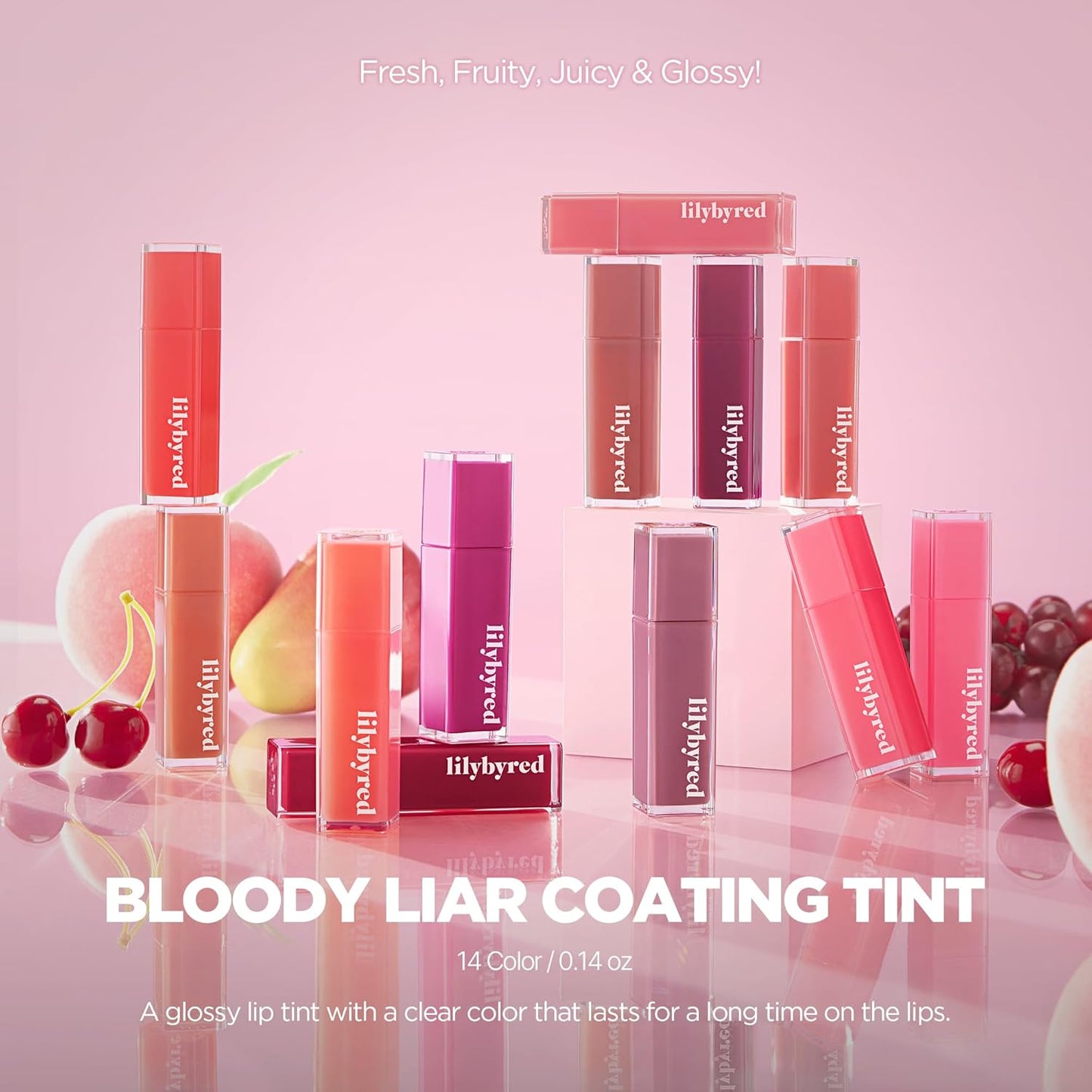 lilybyred Bloody Liar Coating Tint | Korean Glossy Lip Stain, Vivid & Juicy Color, Syrupy Shine, Moisturizing, Long-Lasting & Smudge-Proof, Non-Sticky, Lightweight, 0.14 oz. (19 Calm Cherry)